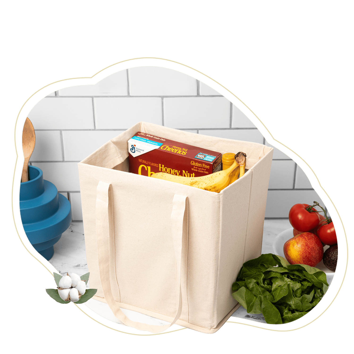 Organic Cotton Mart Collapsible Grocery Shopping Bags