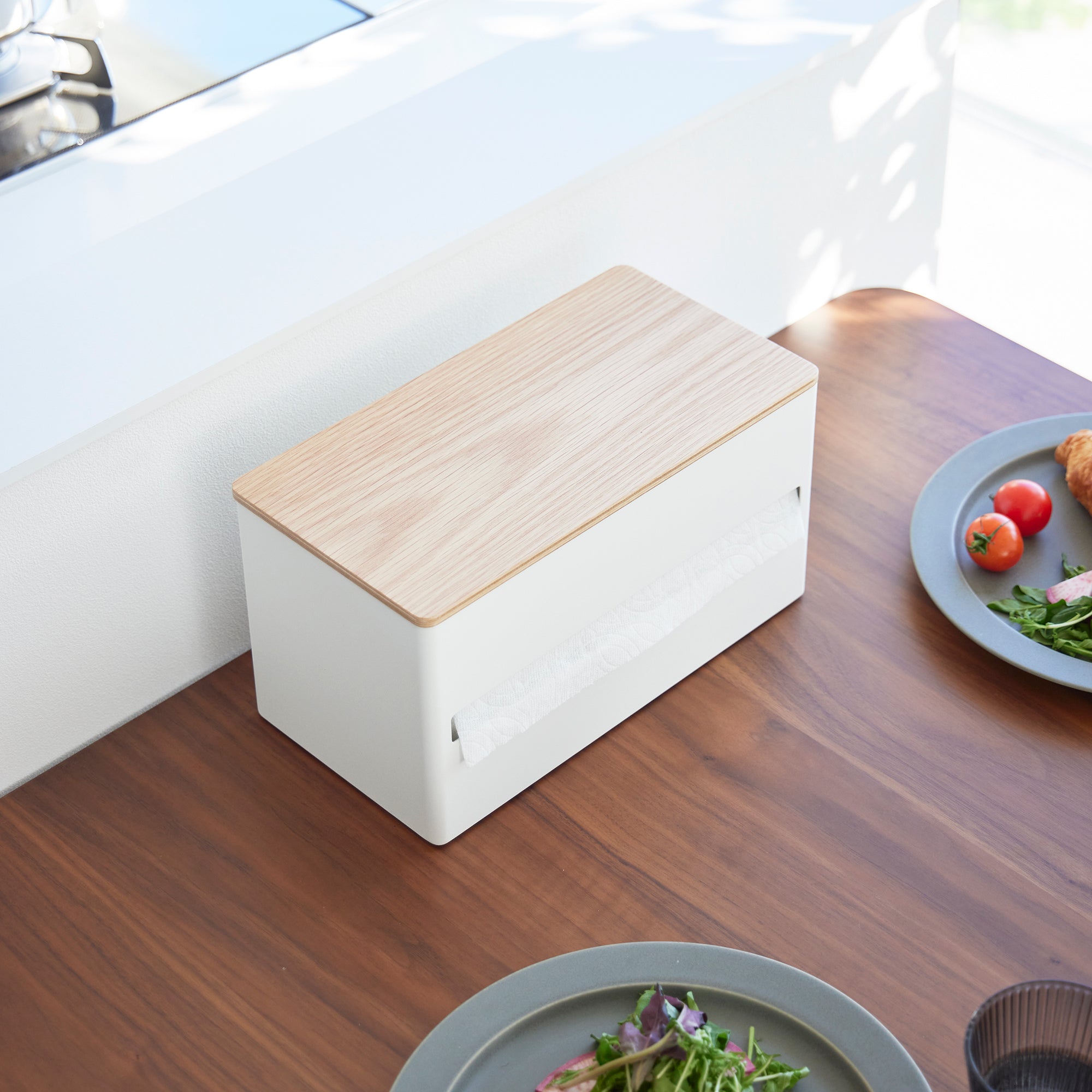 Yamazaki Home Paper Towel Dispenser - Steel + Wood