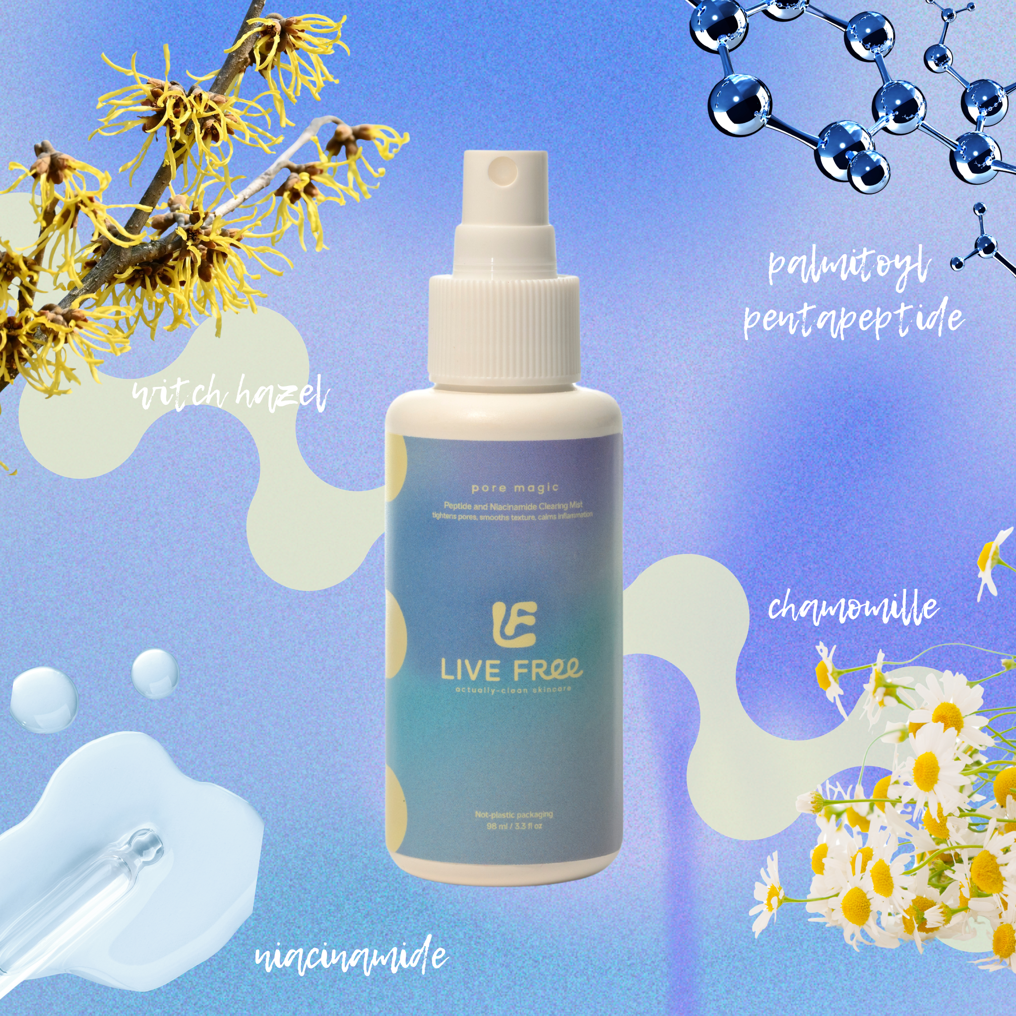 Free Living Co Routine Skincare Set – Cleanser, Toner & Moisturizer for Blemish-Prone & Sensitive Skin