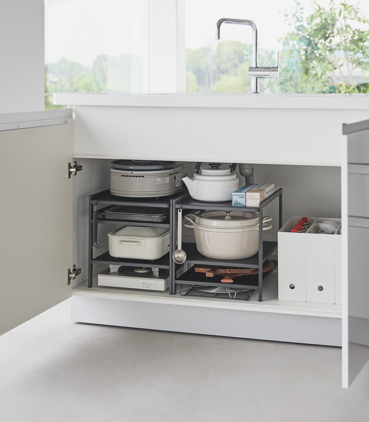 Yamazaki Home Three-Tier Cabinet Storage Rack (14" H)  - Steel
