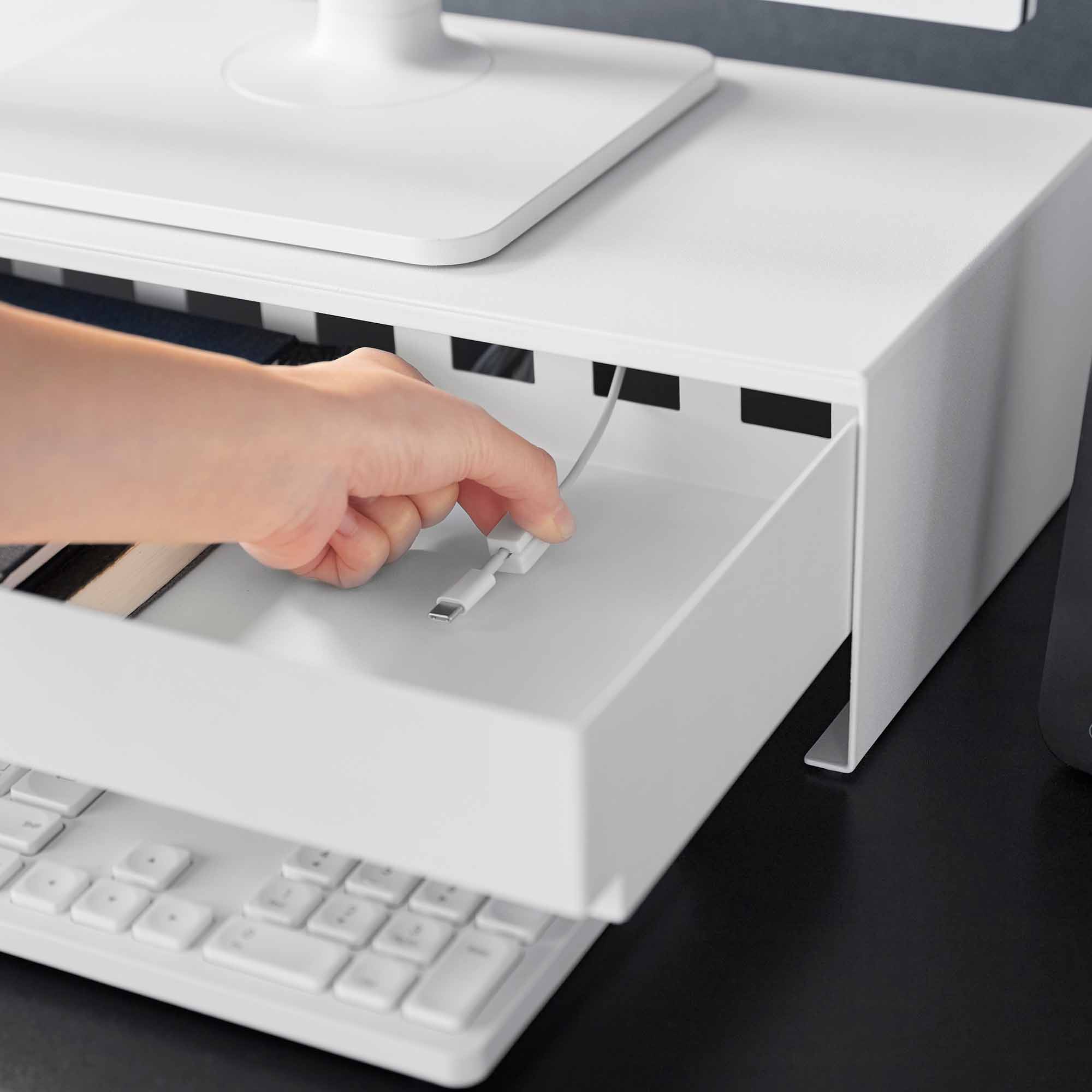 Yamazaki Home Monitor Stand With Drawer - Steel