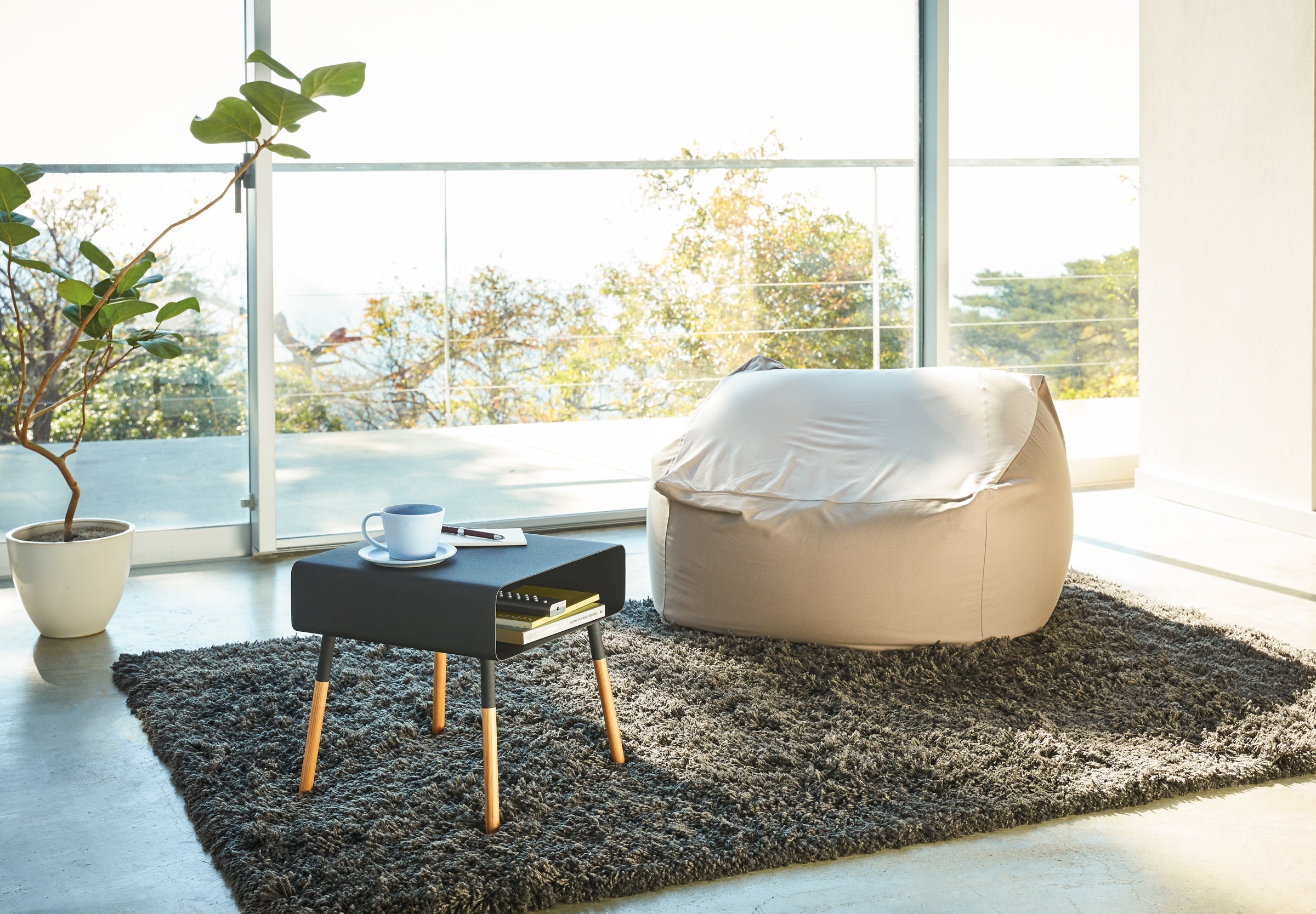 Yamazaki Home Storage Table - Short (14" H)  - Steel + Wood
