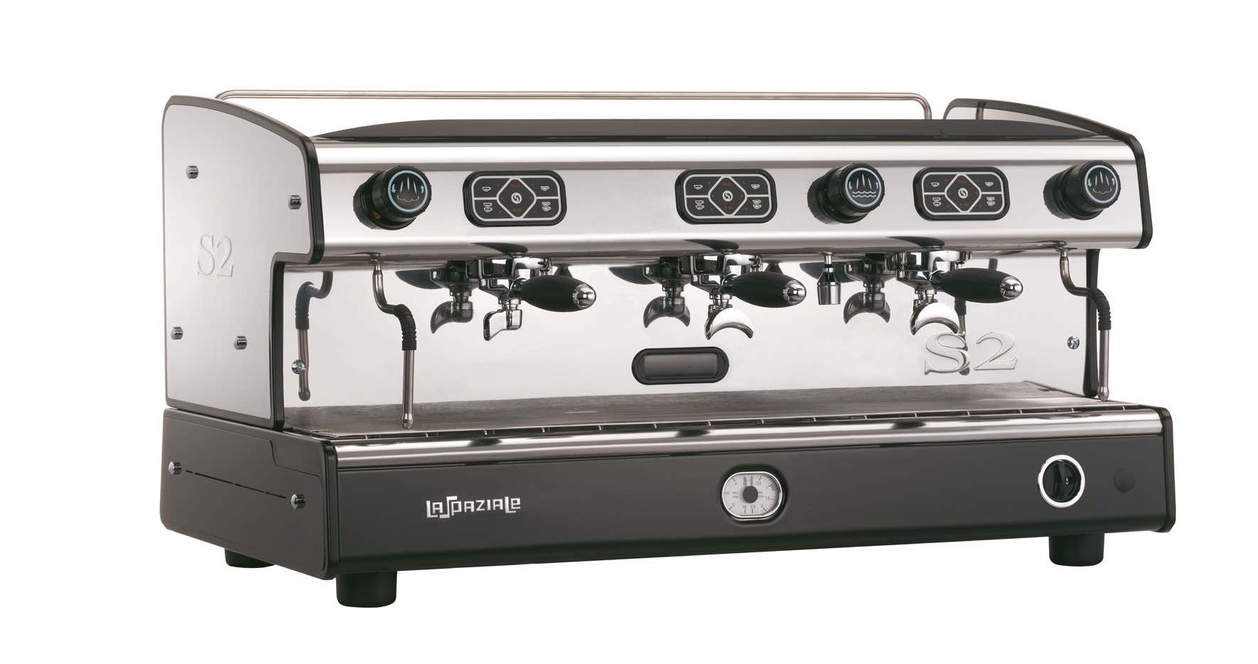 Espresso machine with 'La Marzocco' branding on a white background