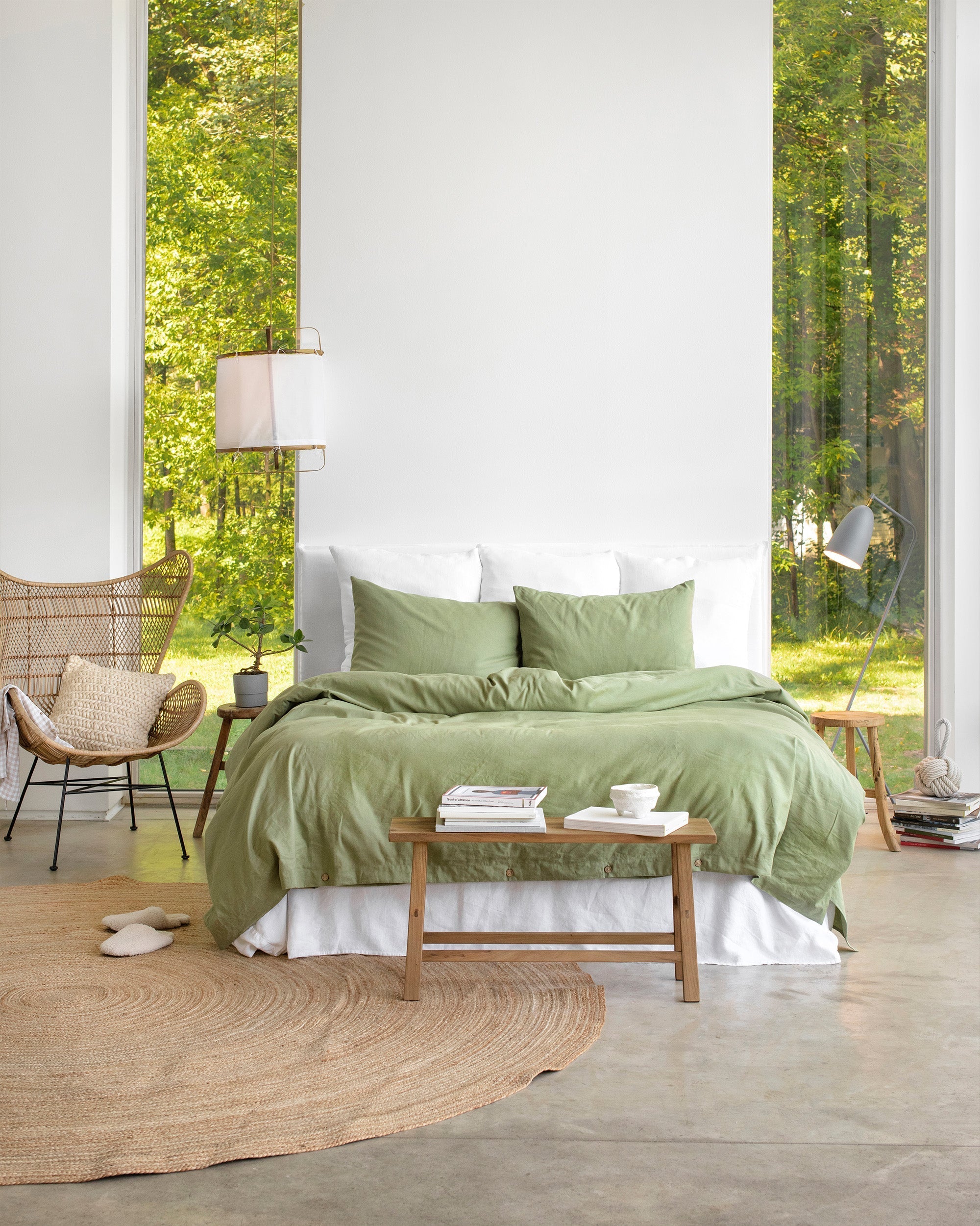 MagicLinen Sage Linen-Cotton Duvet Cover Set (3 Pcs)