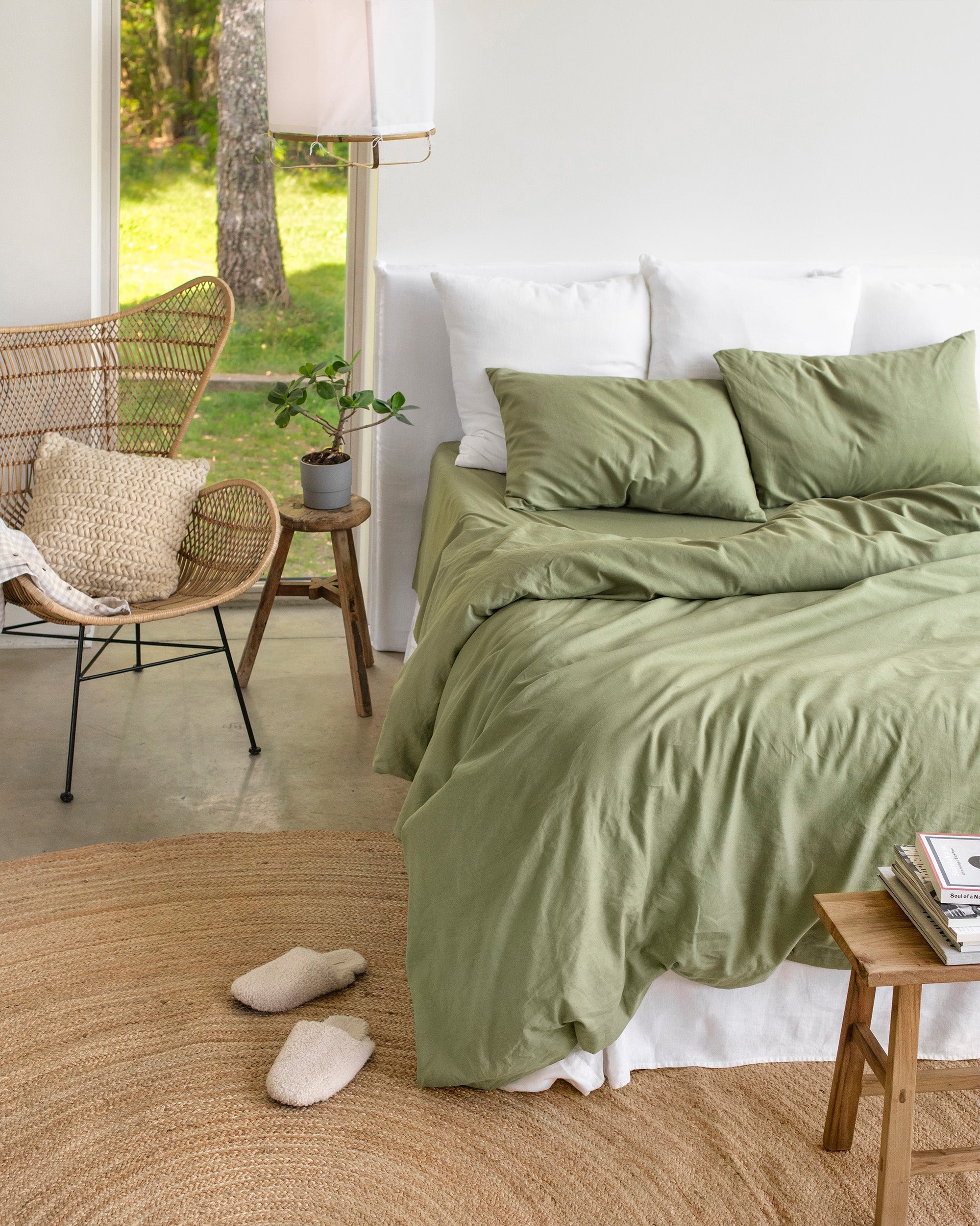 MagicLinen Sage Linen-Cotton Duvet Cover Set (3 Pcs)