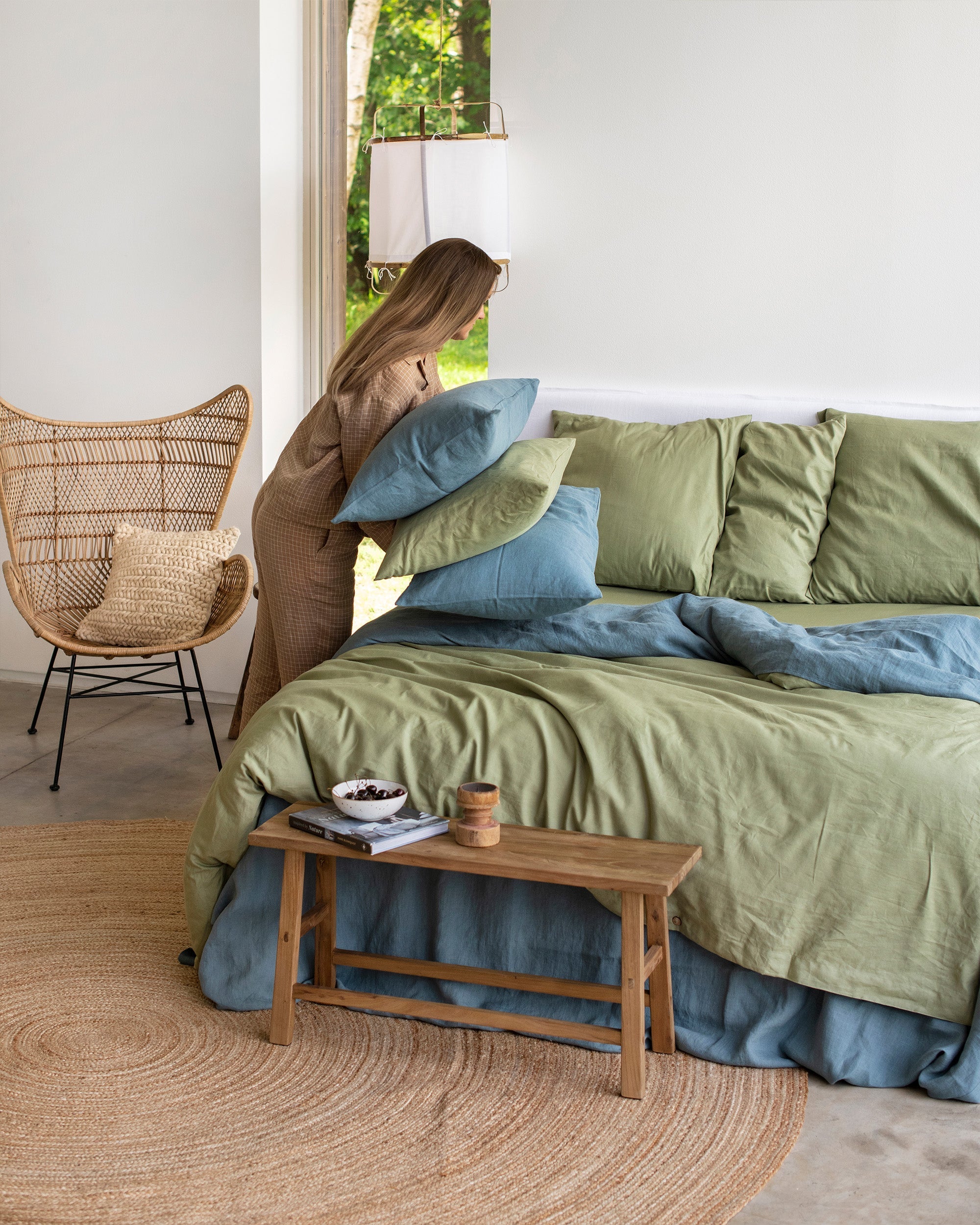 MagicLinen Sage Linen-Cotton Duvet Cover Set (3 Pcs)