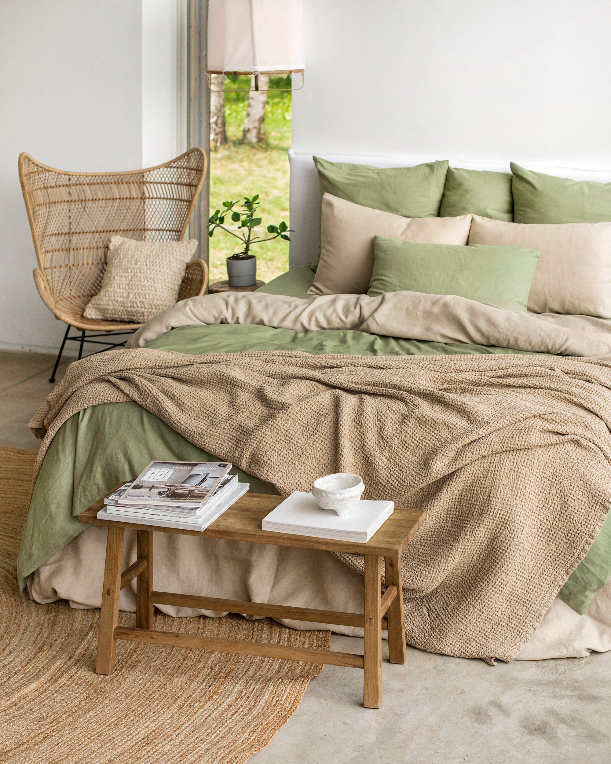 MagicLinen Sage Linen-Cotton Duvet Cover Set (3 Pcs)