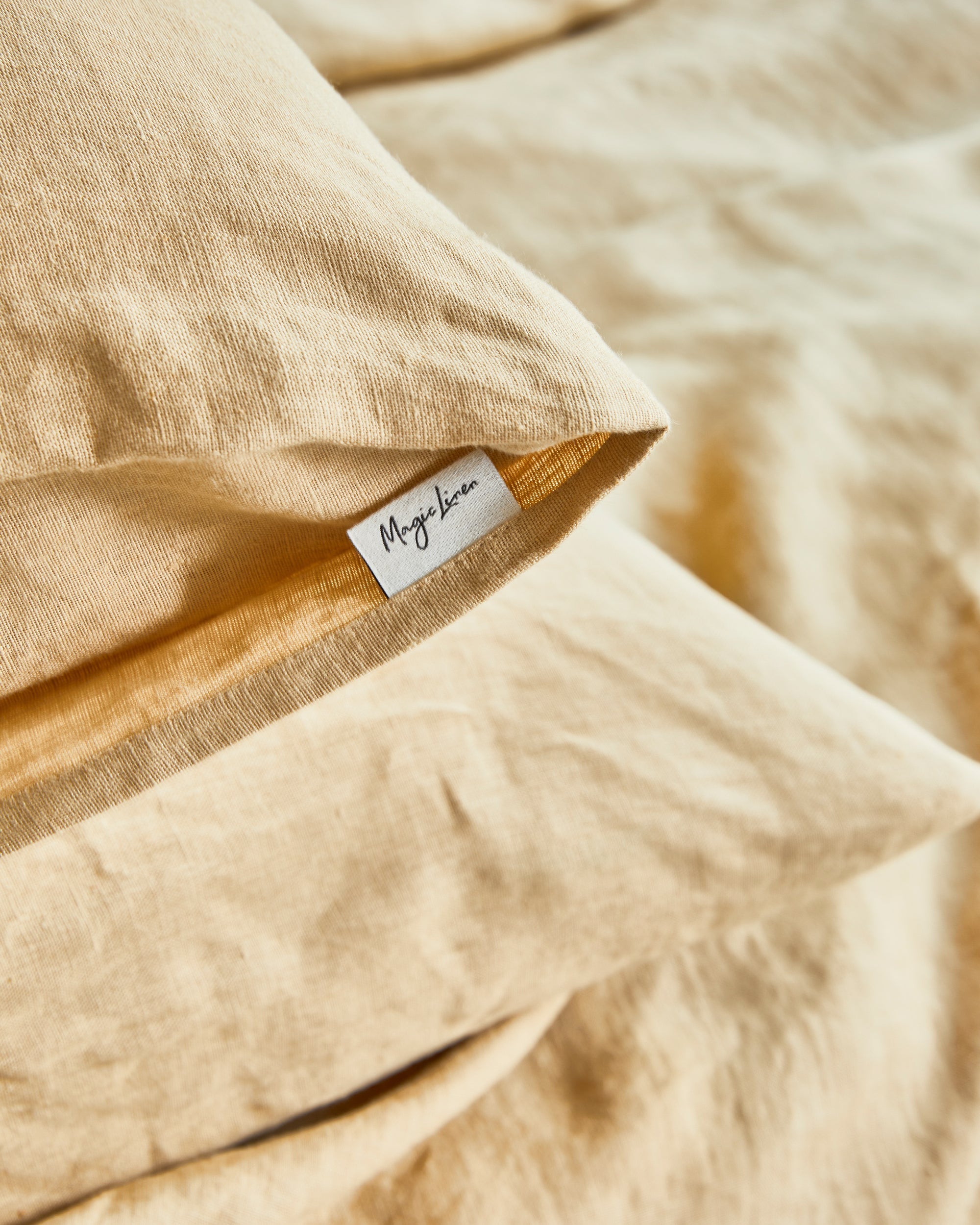 MagicLinen Sandy Beige Linen Duvet Cover Set (3 Pcs)