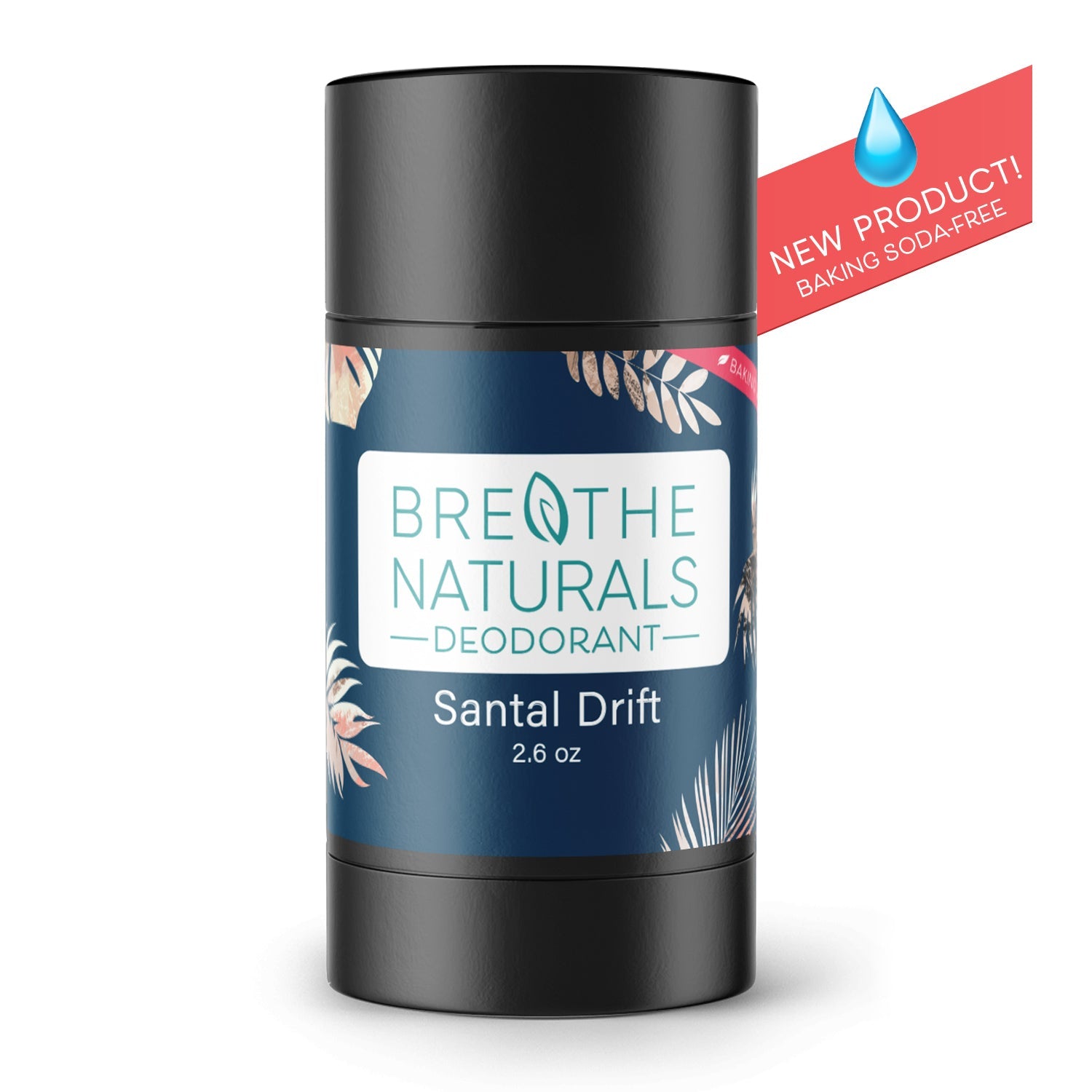 Breathe Naturals deodorant stick with Santal Drift scent on a white background