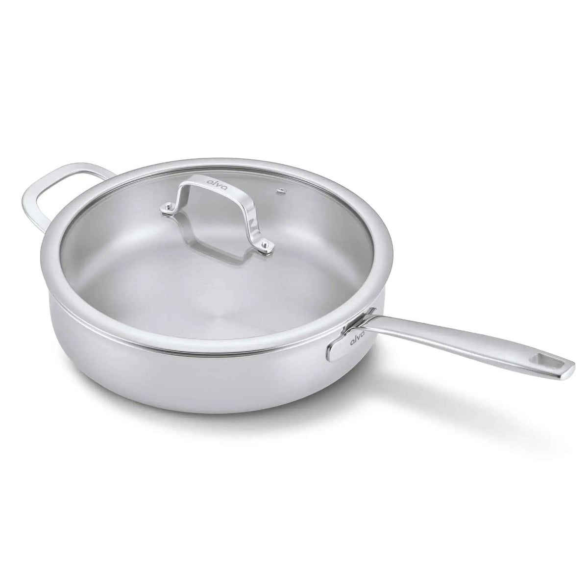 Alva Cookware 5-Ply Stainless Steel Sauté Pan with Lid, 4-Qt