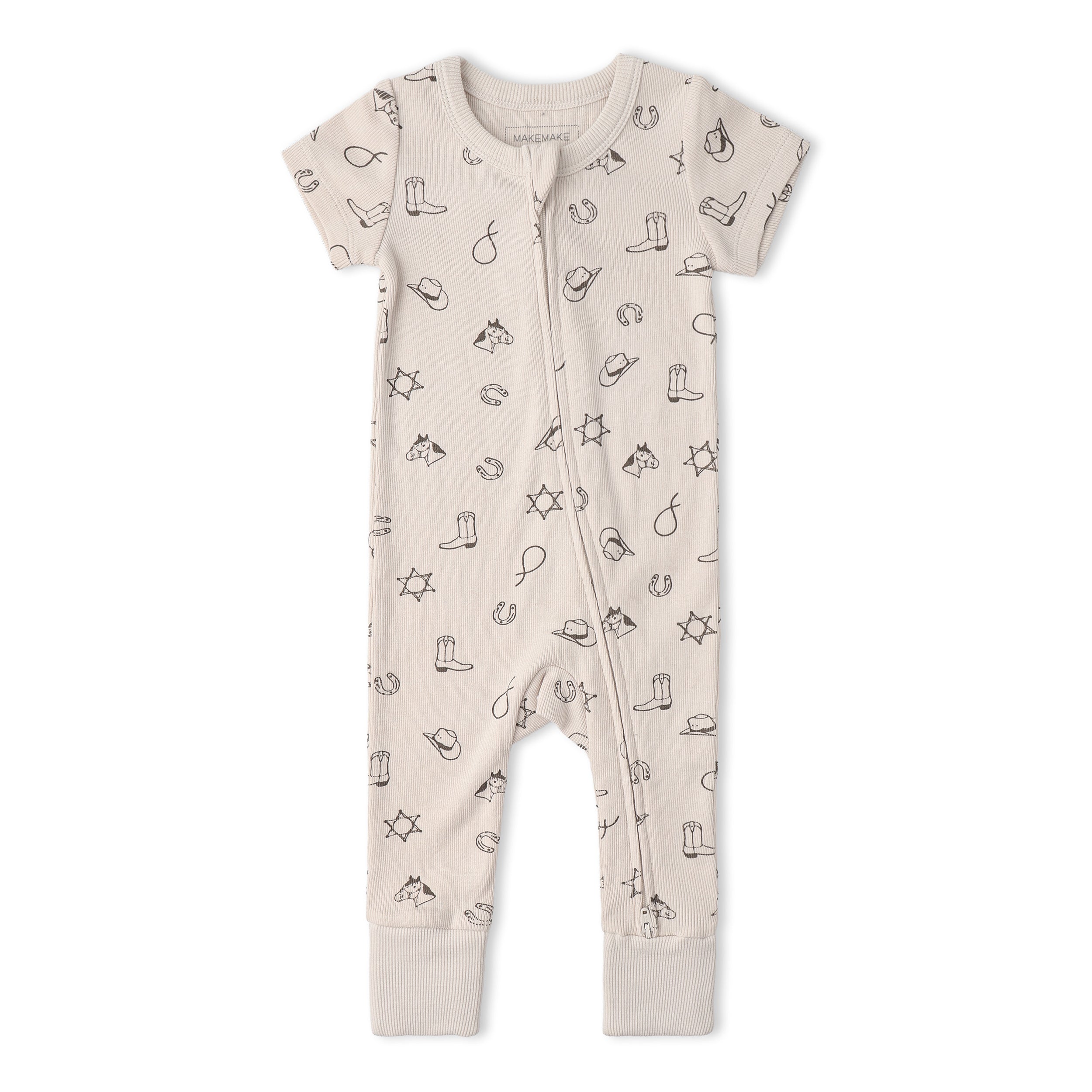 Makemake Organics - Organic Short Sleeve Zip Romper - Rodeo