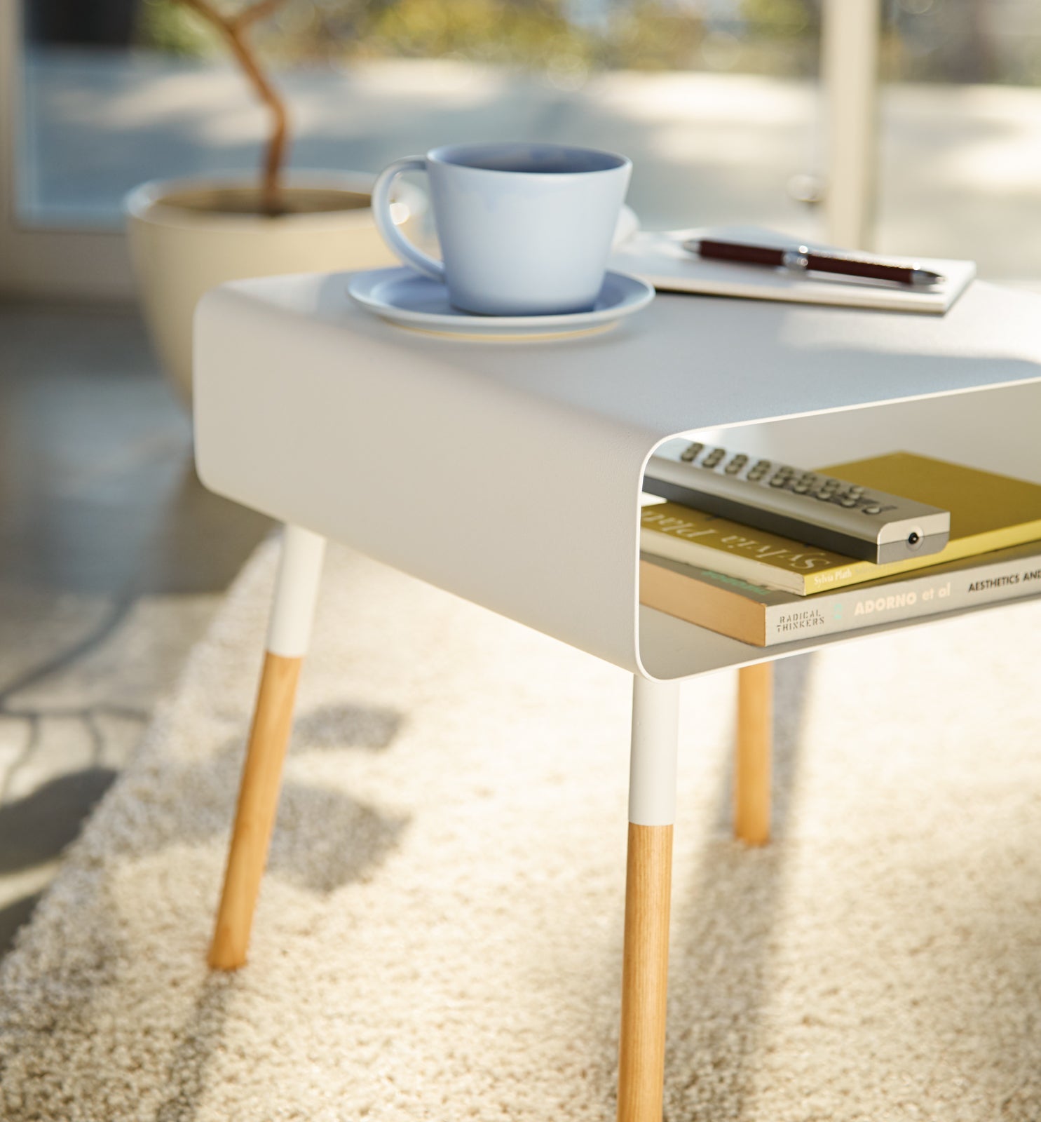 Yamazaki Home Storage Table - Short (14" H)  - Steel + Wood