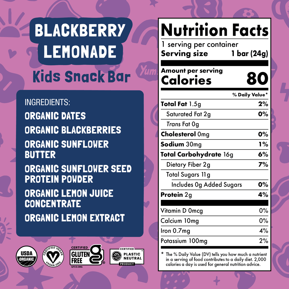 Skout Organic Blackberry Lemonade Kids Bar