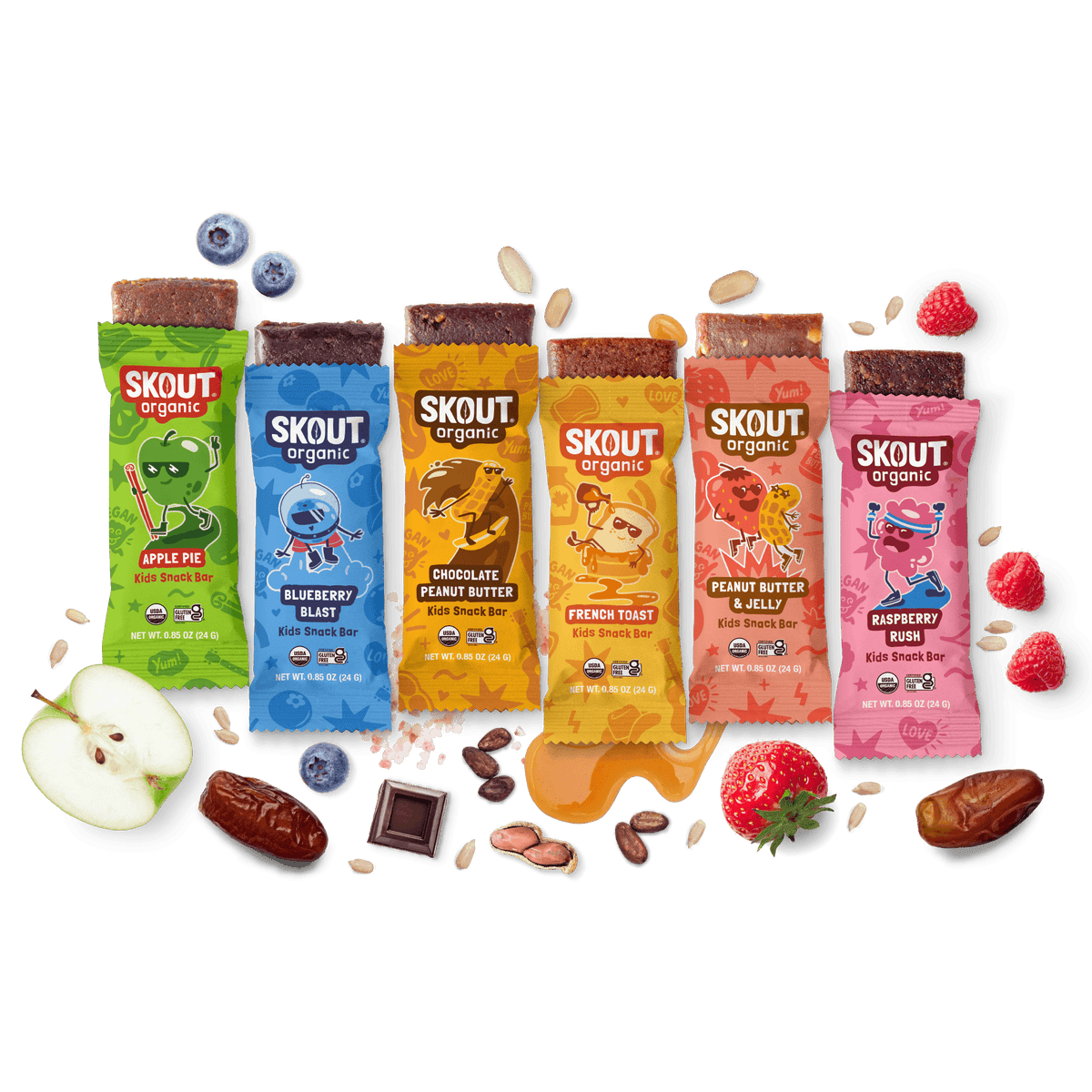 Skout Organic Kids Bar Variety Pack with assorted snack bar flavors