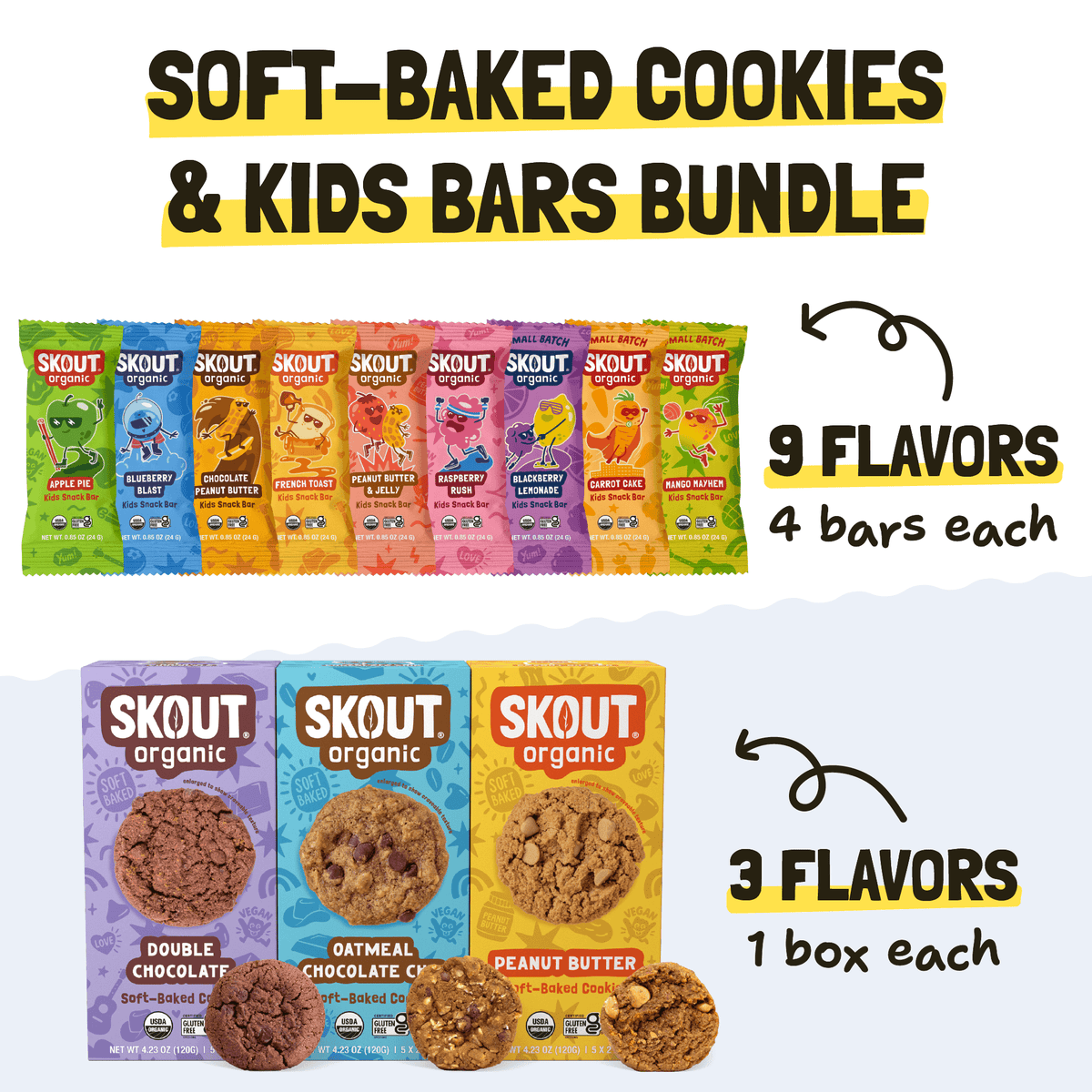 Skout Organic Soft Baked Cookie and Kids Bar Bundle
