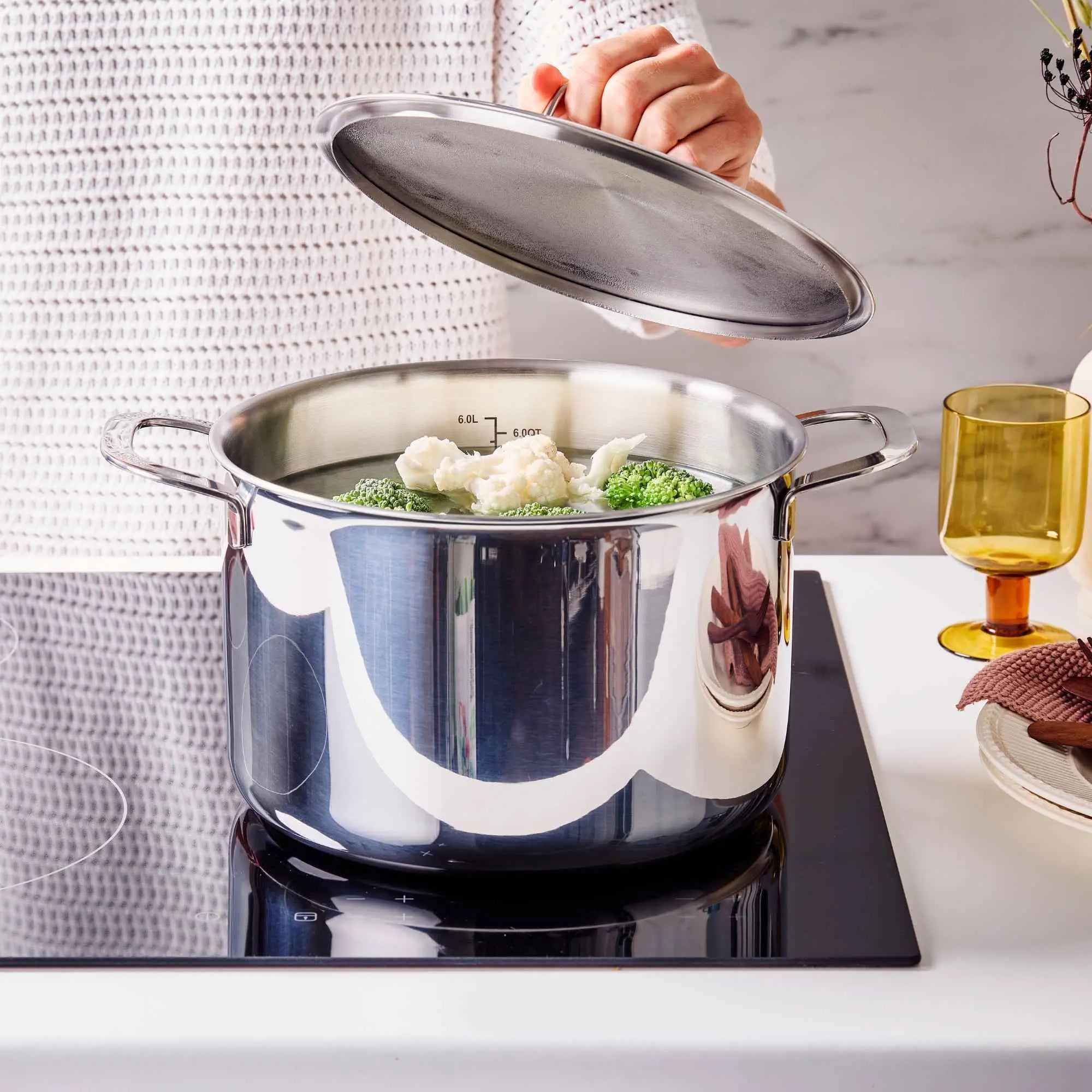 Alva Cookware 5-Ply Stainless Stock Pot with Lid, 7-Qt