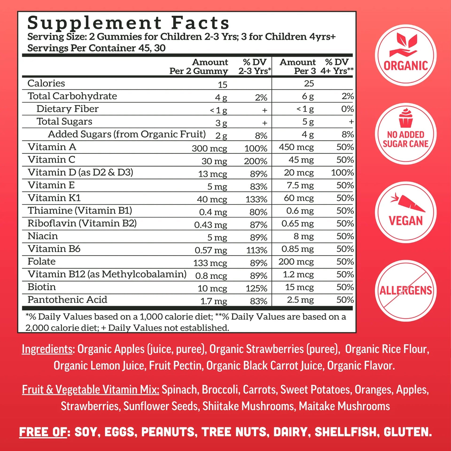 Llama Naturals Organic Kids Multivitamin - Strawberry Gummies