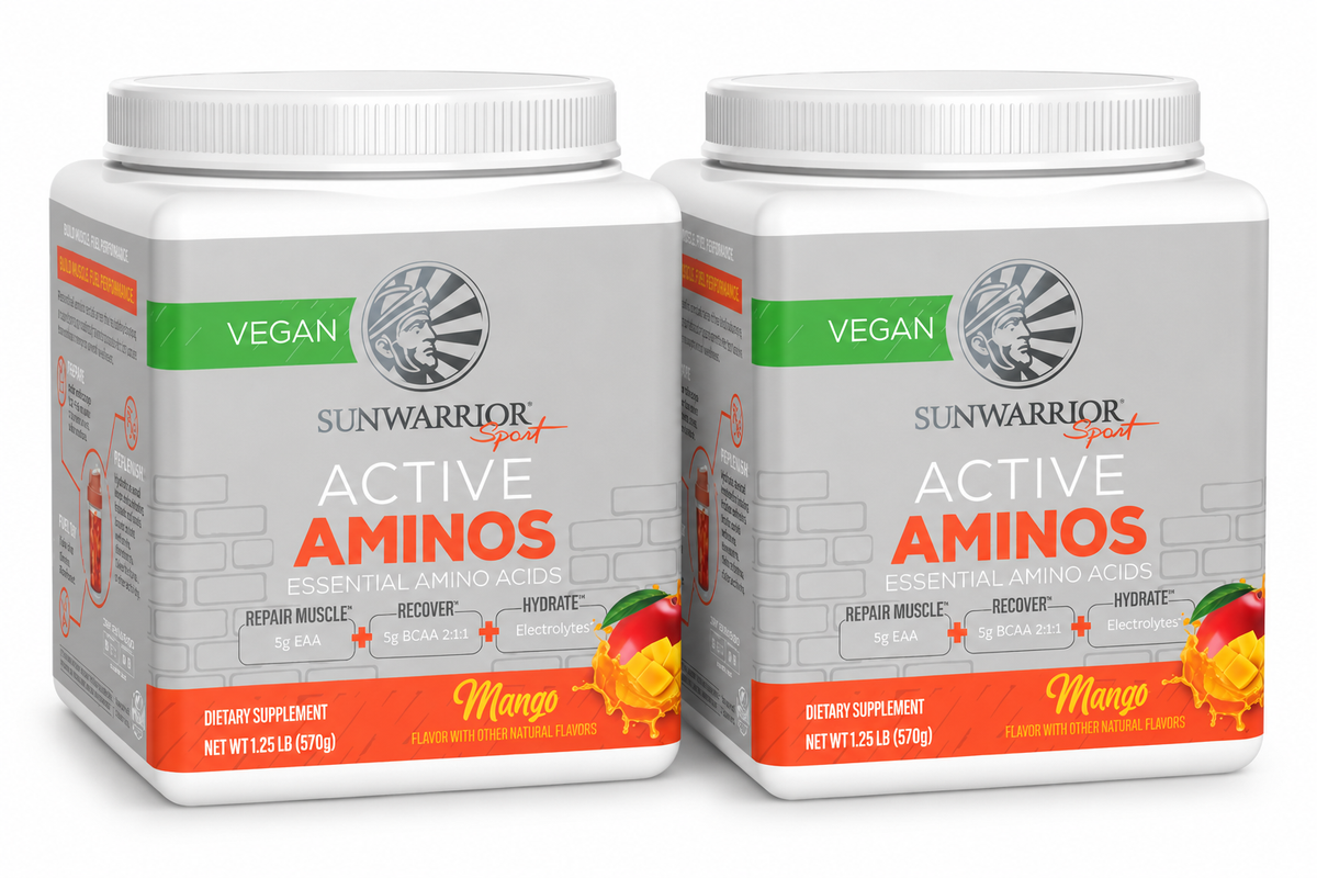 Two Sunwarrior Active Aminos Mango tubs