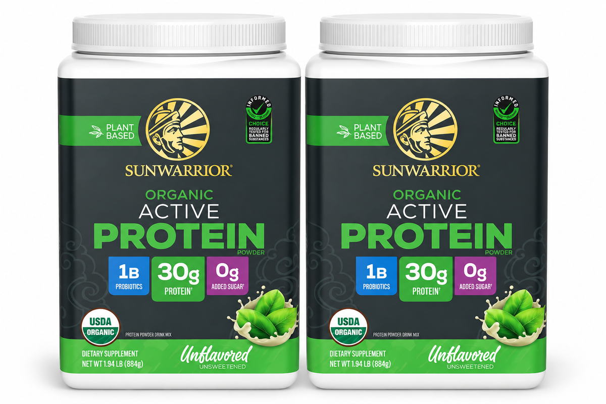 Two Sunwarrior Organic Active Protein Unflavored containers