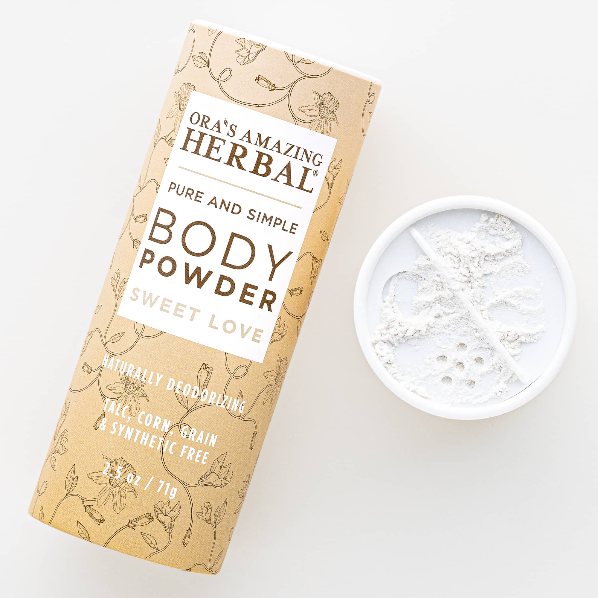 Ora's Amazing Herbal Talc Free Body Powder, Sweet Love Vanilla