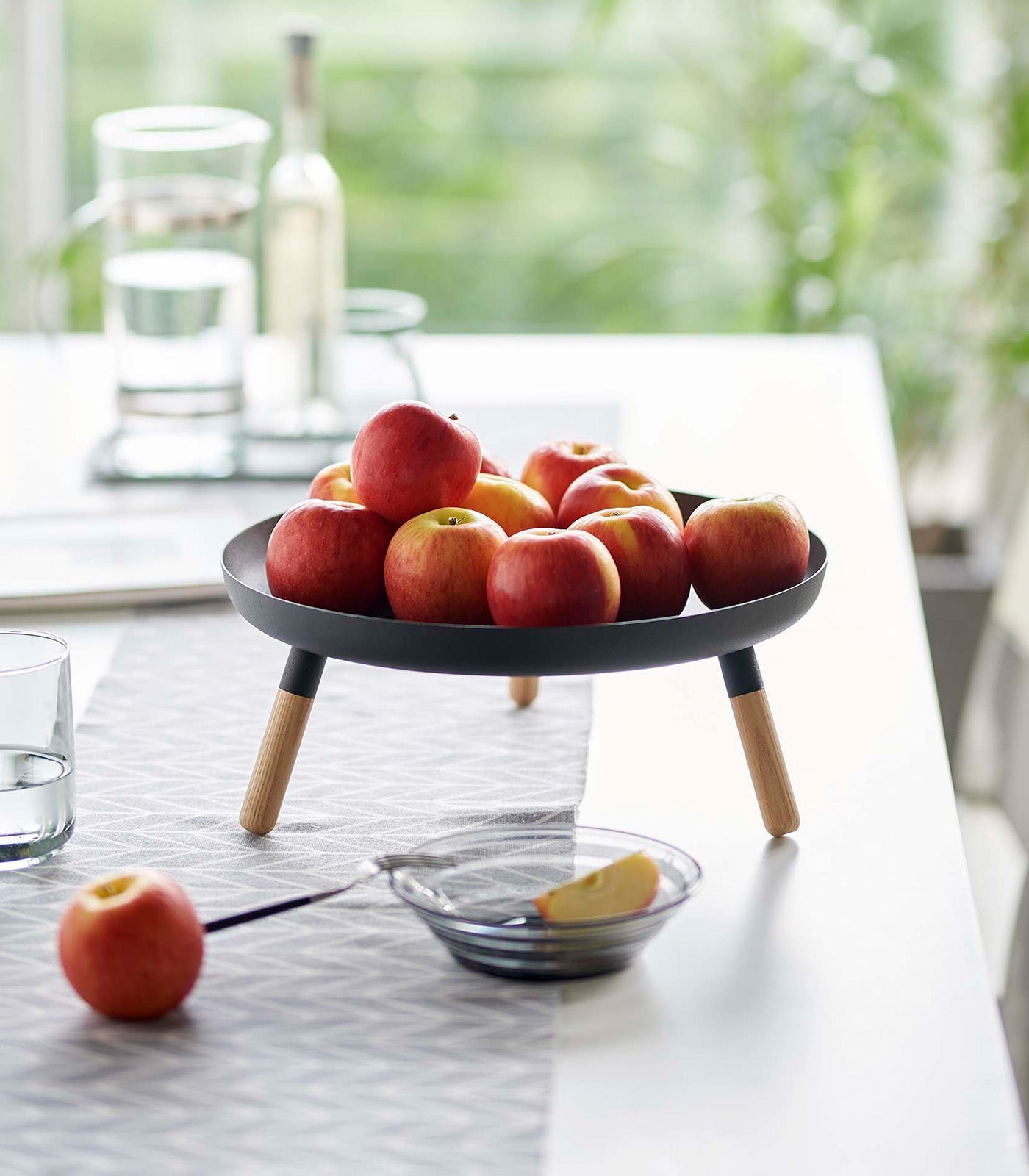 Yamazaki Home Countertop Pedestal Tray (5" H)  - Steel + Wood