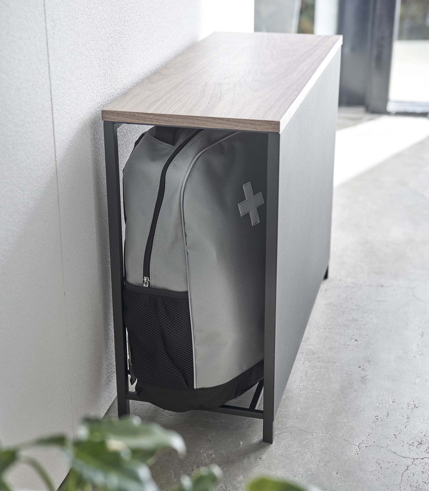 Yamazaki Home Entryway Storage Organizer & Bench (18" H)  - Steel + Wood