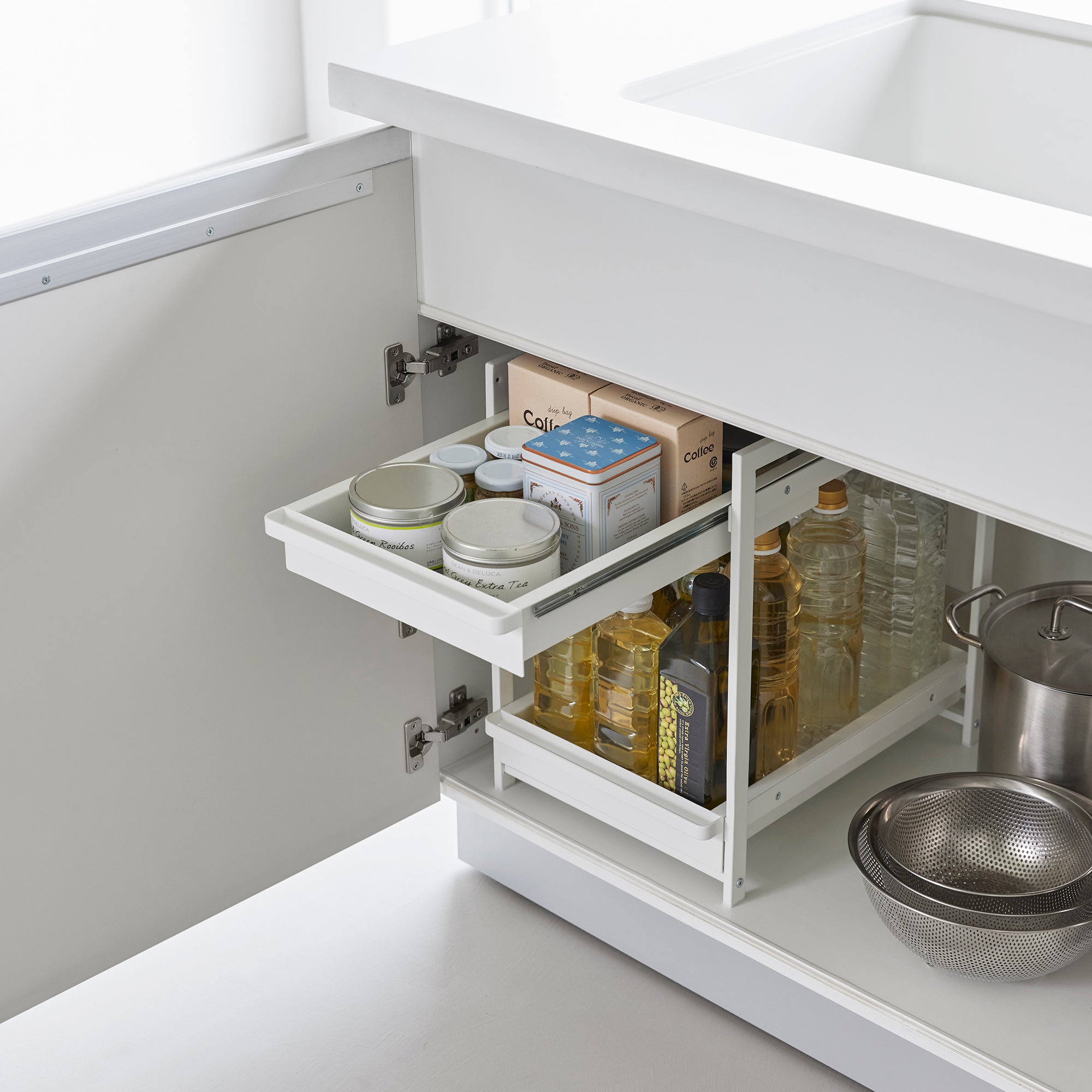 Yamazaki Home Two-Tier Pull-Out Shelf - Steel