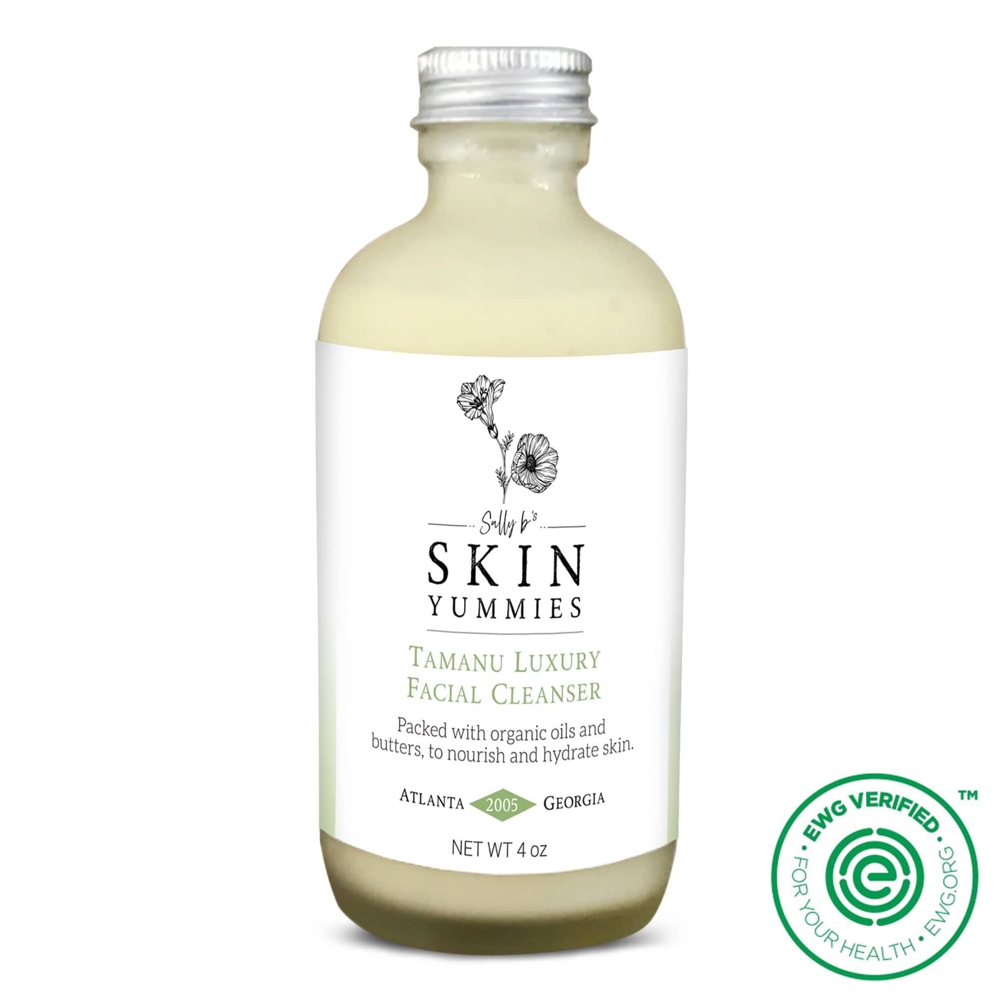 Bottle of Skin Yummies Tamanu Luxury Facial Cleanser on a white background