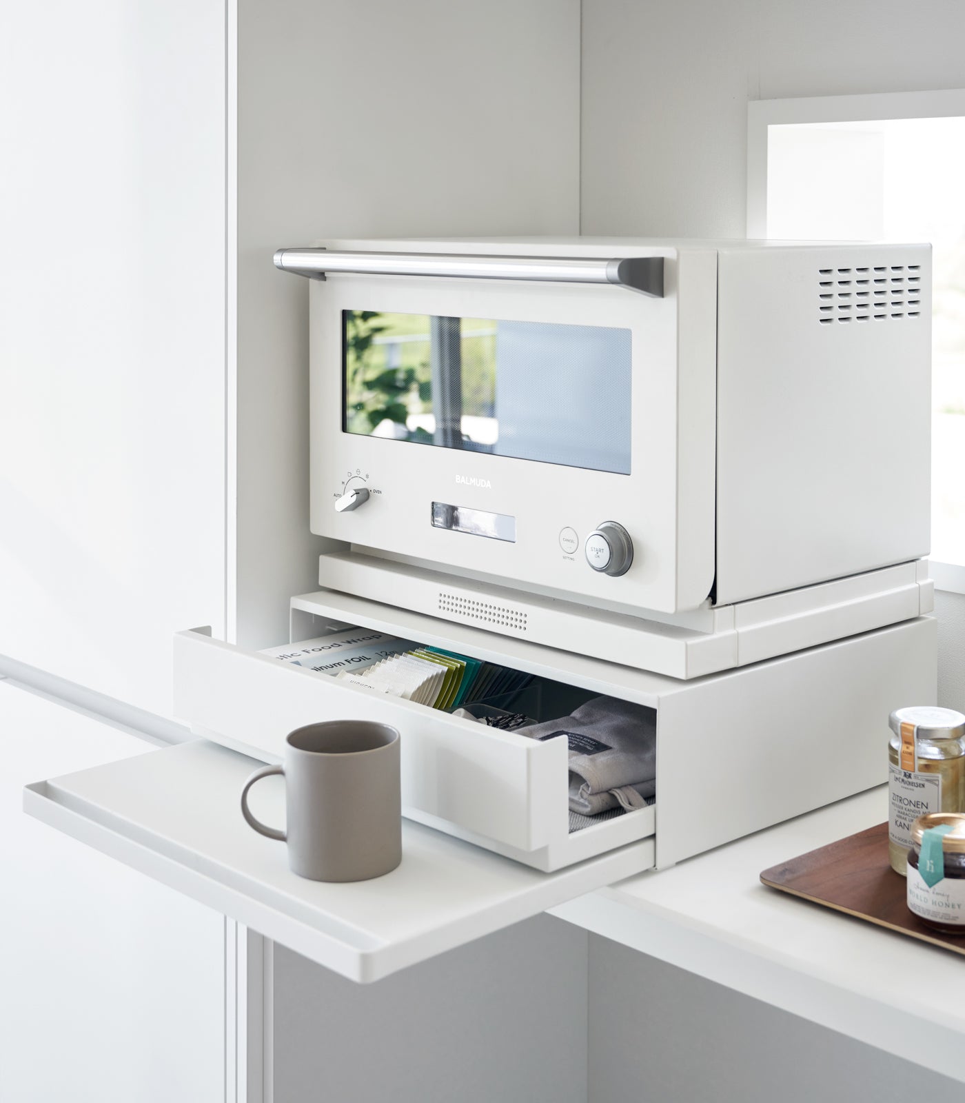 Yamazaki Home Countertop Drawer with Pull-Out Shelf - Steel