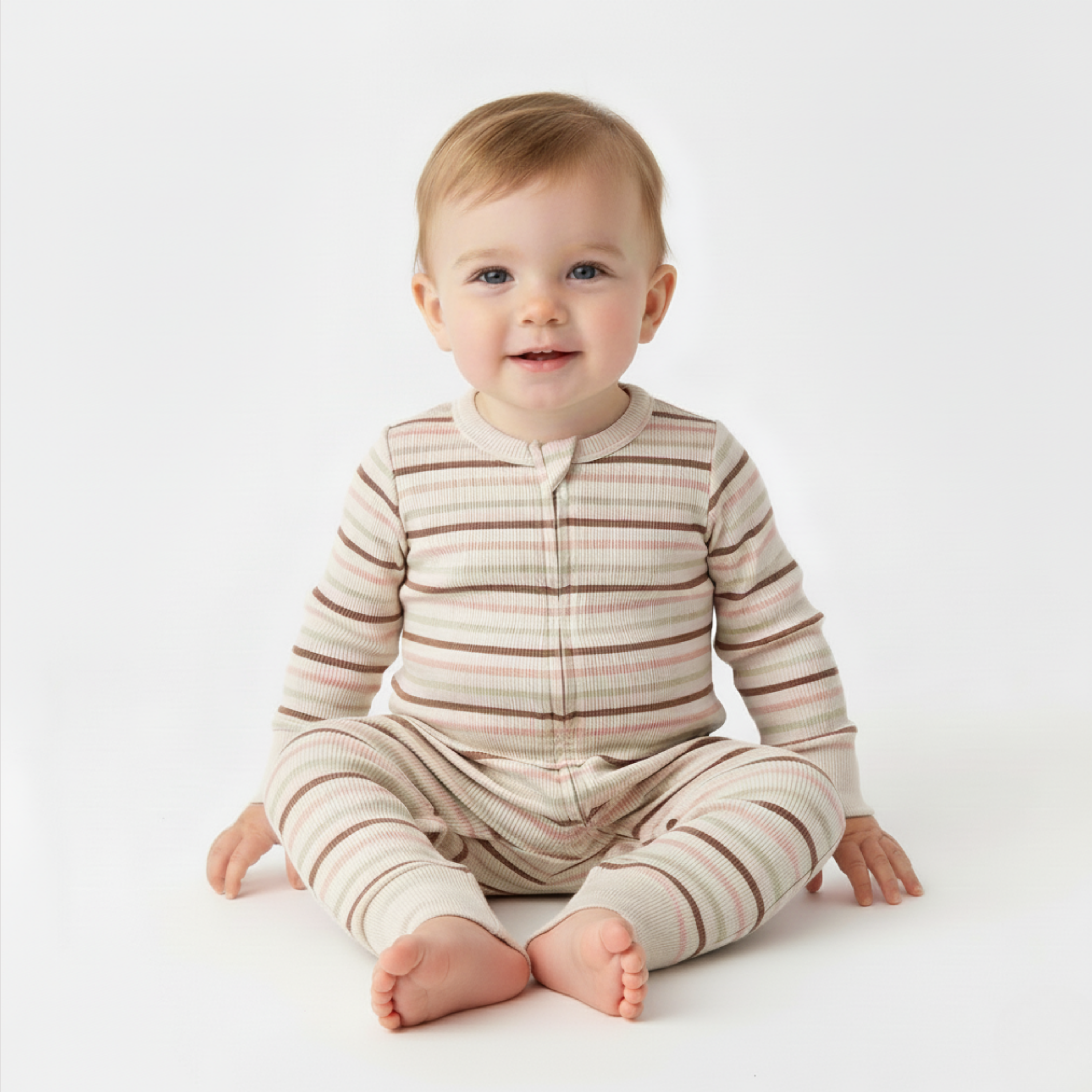 Makemake Organics - Organic 2-Way Zip Romper - Terra Stripes