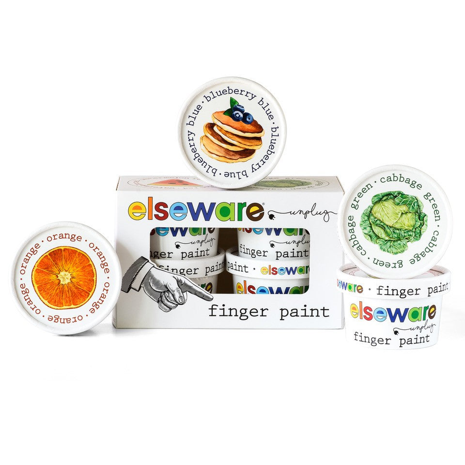 Elseware Unplug Mess-Free Kids Paint Bundle | All-Natural Finger Paint & Art Smock Set