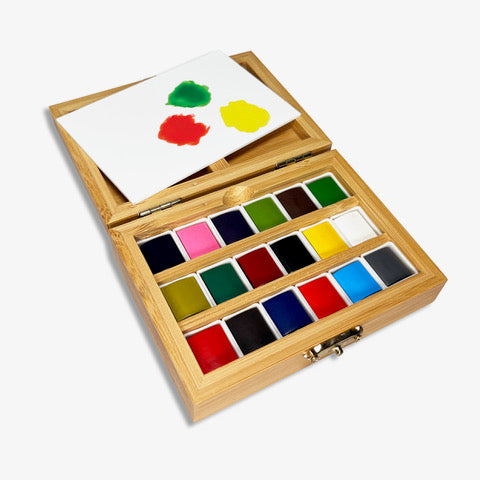 Elseware Unplug Watercolor Travel Set | Bamboo Case, Brushes, & Paper Pad