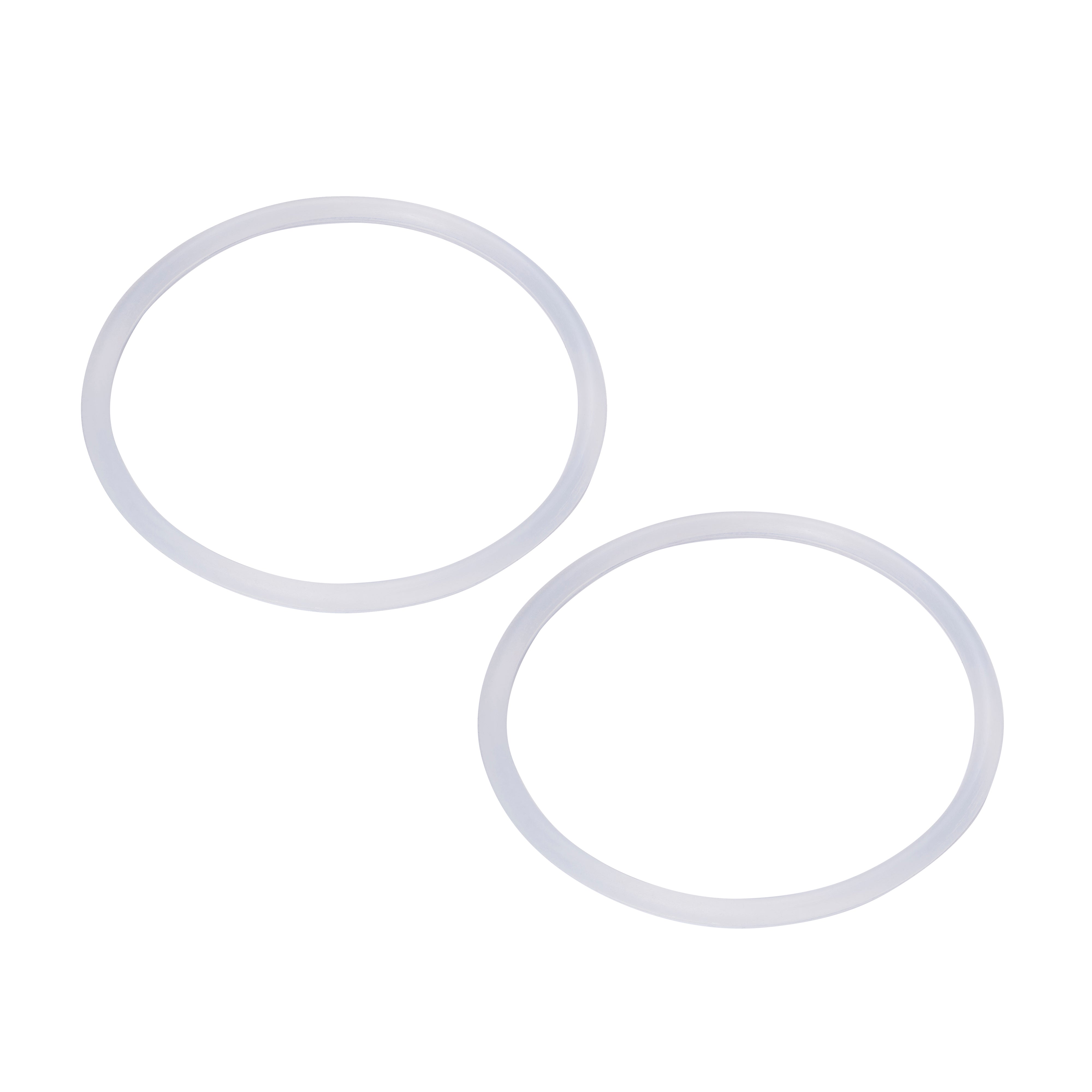 Two gray circular objects on a white background