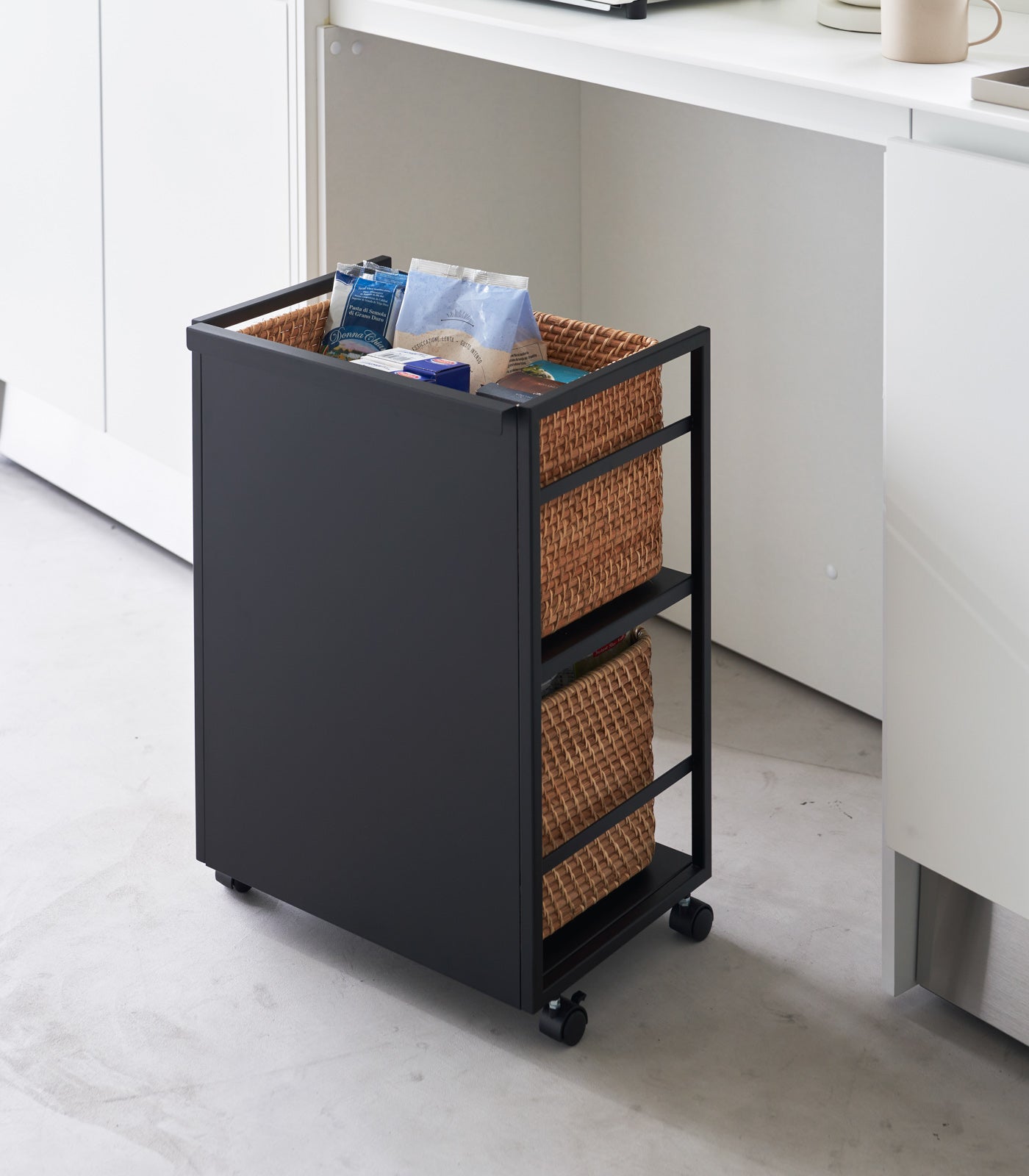Yamazaki Home Two-Tier Hideaway Storage Cart (24" H)  - Steel