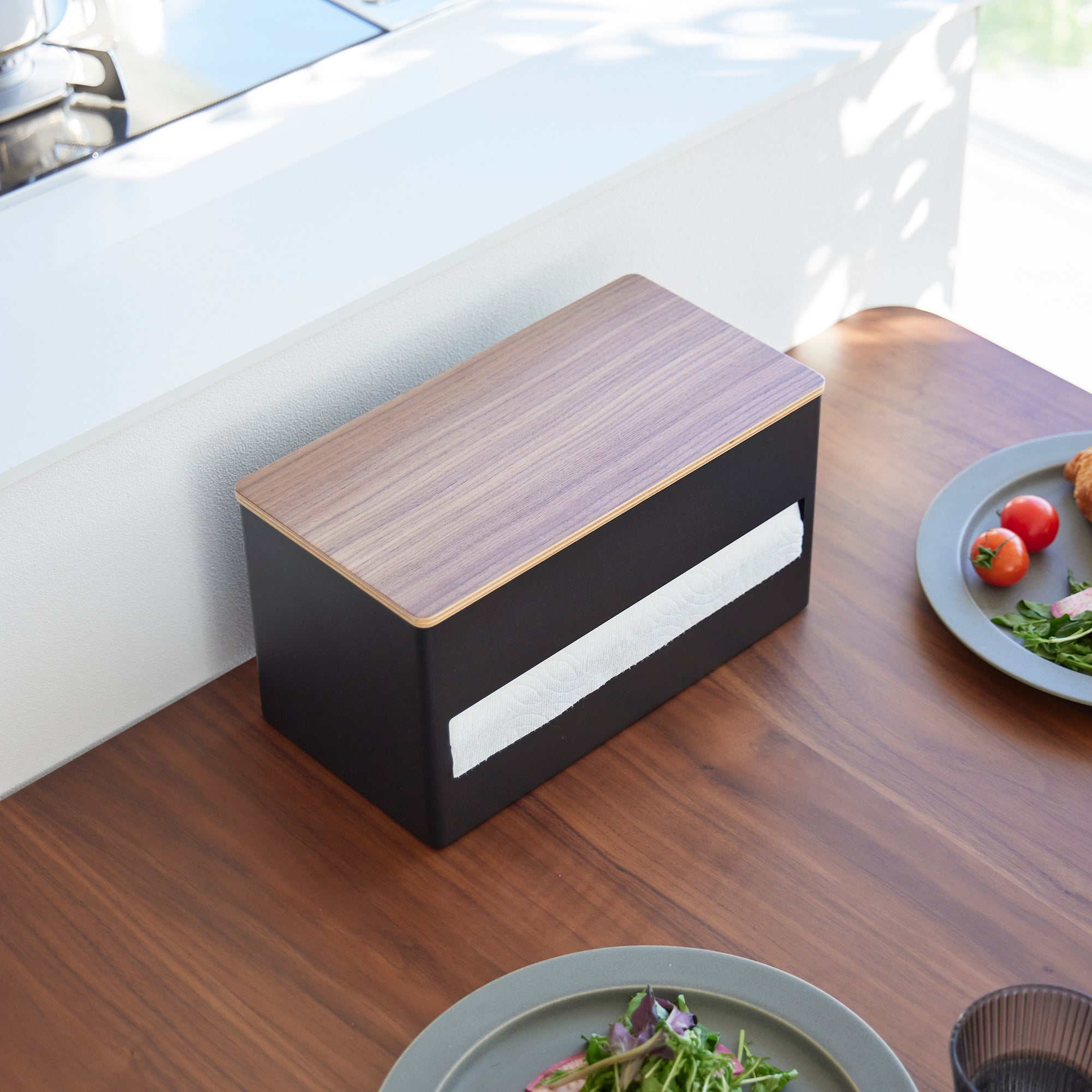 Yamazaki Home Paper Towel Dispenser - Steel + Wood