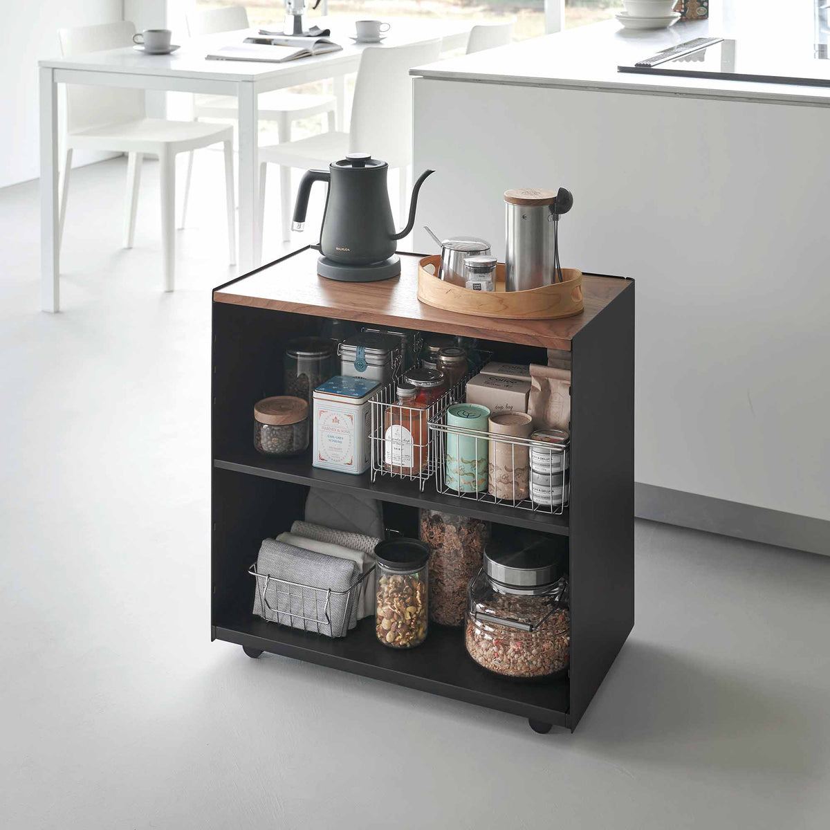 Yamazaki Home Mobile Hideaway Storage Cart (23" H) - Steel + Wood
