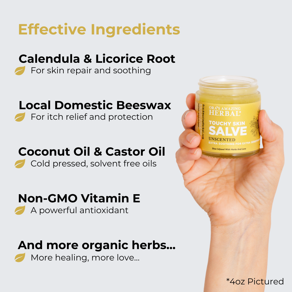 Ora's Amazing Herbal Touchy Skin Salve, Eczema Cream Ointment for Sensitive Skin