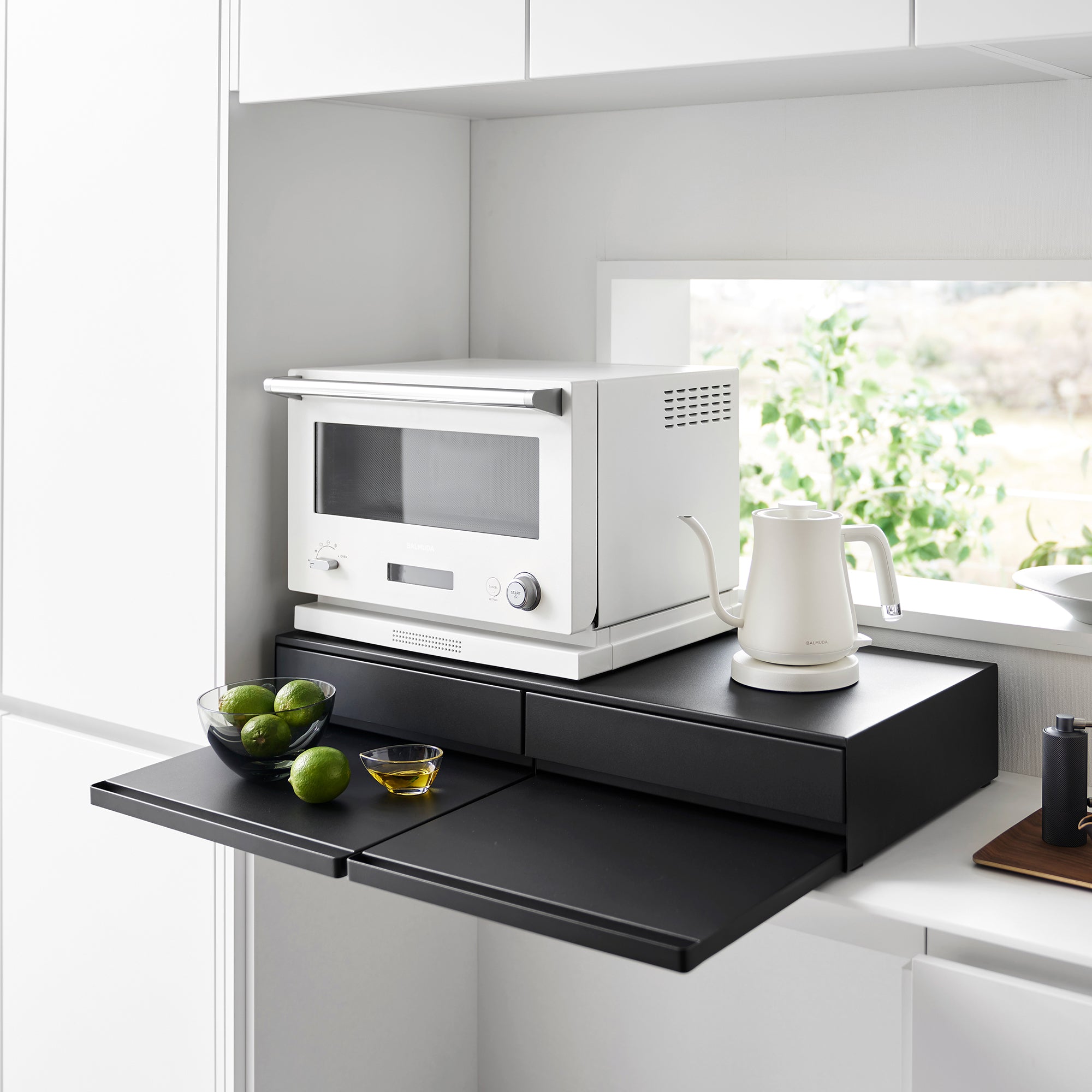 Yamazaki Home Countertop Drawer with Pull-Out Shelf - Wide - Steel