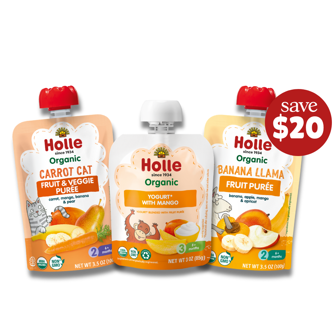 Holle Tropical Bundle: Yogurt with Mango, Carrot Cat, Banana Llama