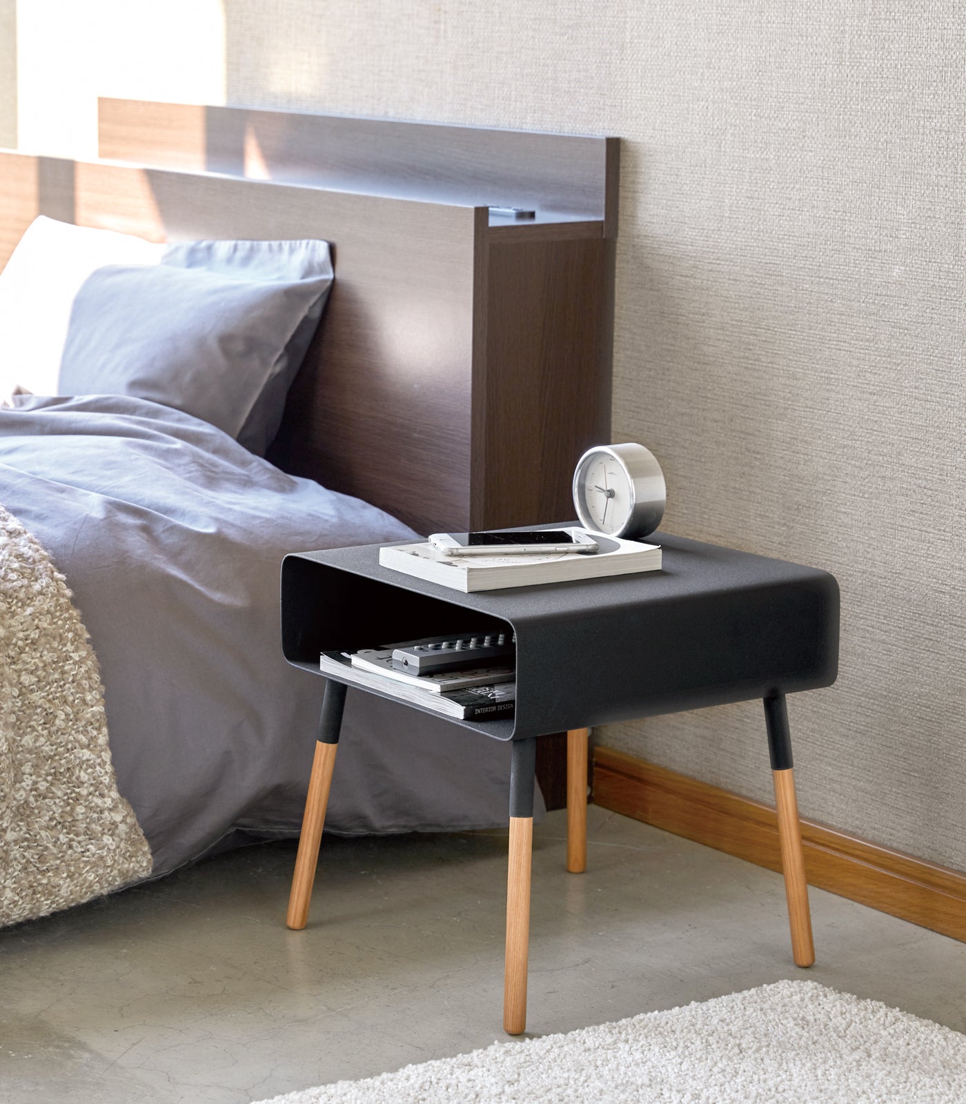 Yamazaki Home Storage Table - Short (14" H)  - Steel + Wood