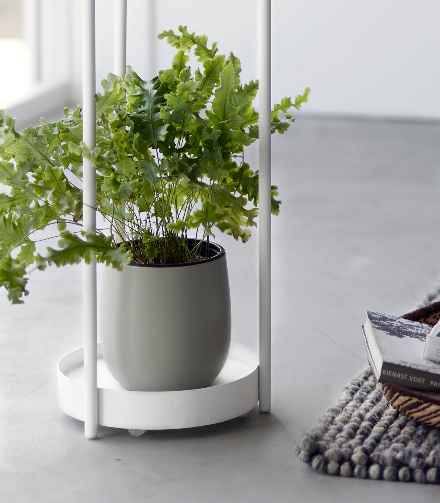 Yamazaki Home Two-Tier Rolling Plant Stand (28" H)  - Steel