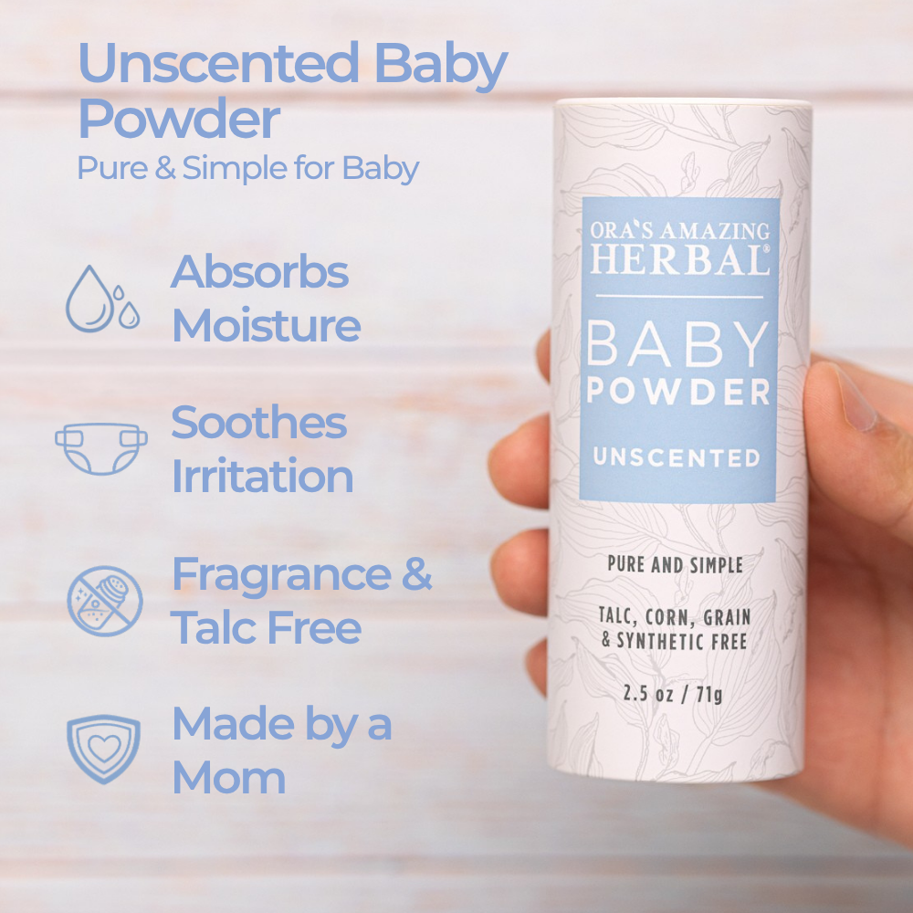 Ora's Amazing Herbal Talc Free Baby Powder, Unscented, Corn Free
