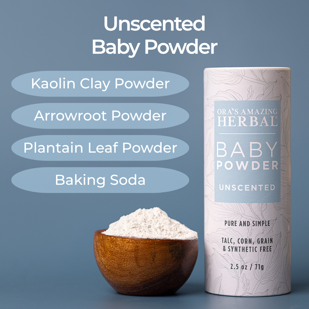 Ora's Amazing Herbal Talc Free Baby Powder, Unscented, Corn Free