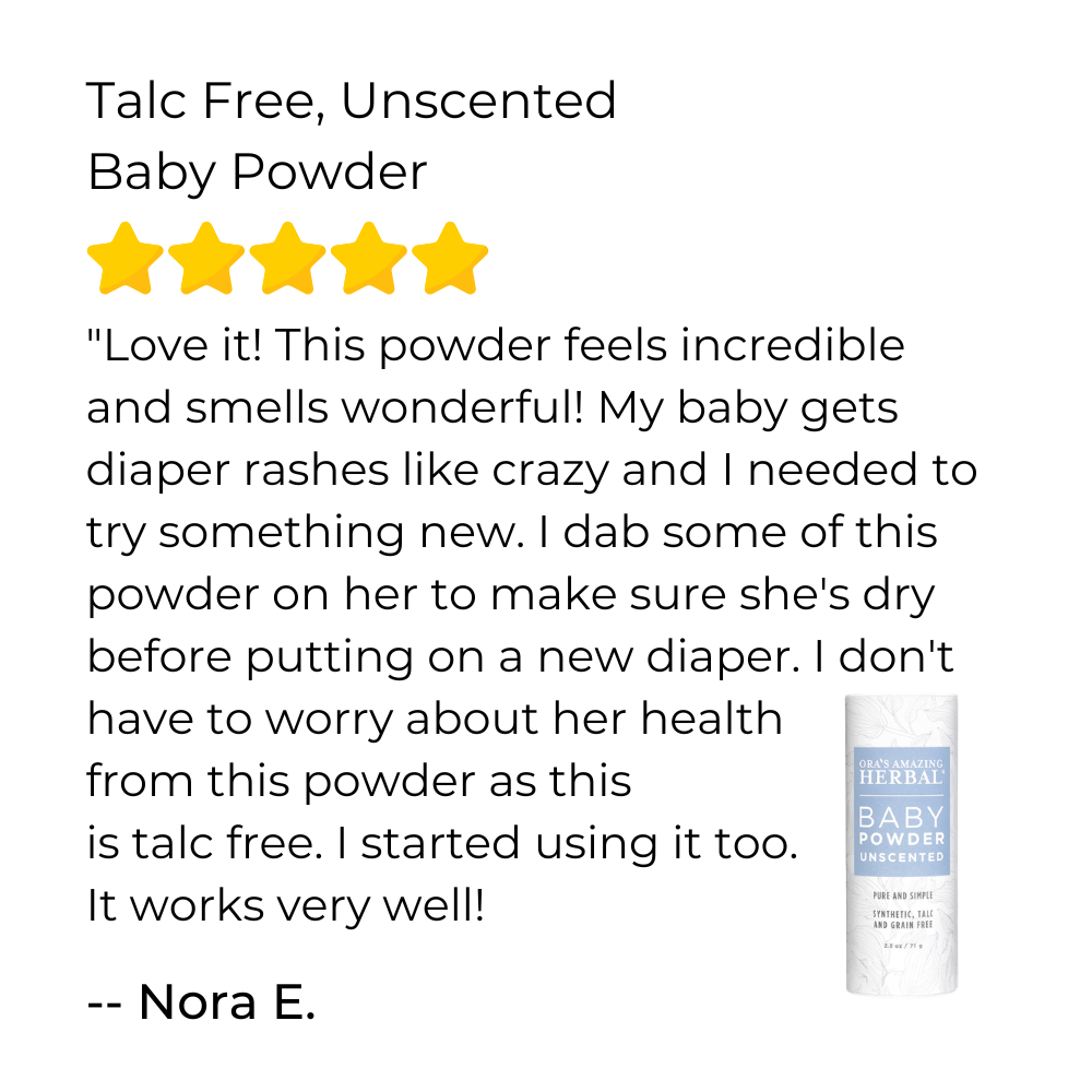 Ora's Amazing Herbal Talc Free Baby Powder, Unscented, Corn Free