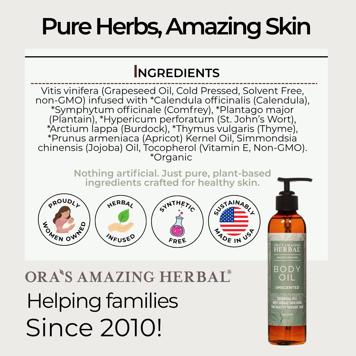 Ora's Amazing Herbal Unscented Body & Facial Cleansing Oil