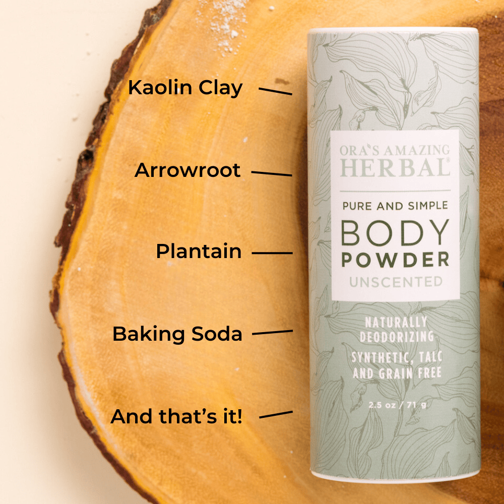 Ora's Amazing Herbal Talc Free Body Powder, Unscented