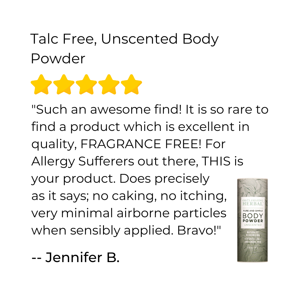 Ora's Amazing Herbal Talc Free Body Powder, Unscented