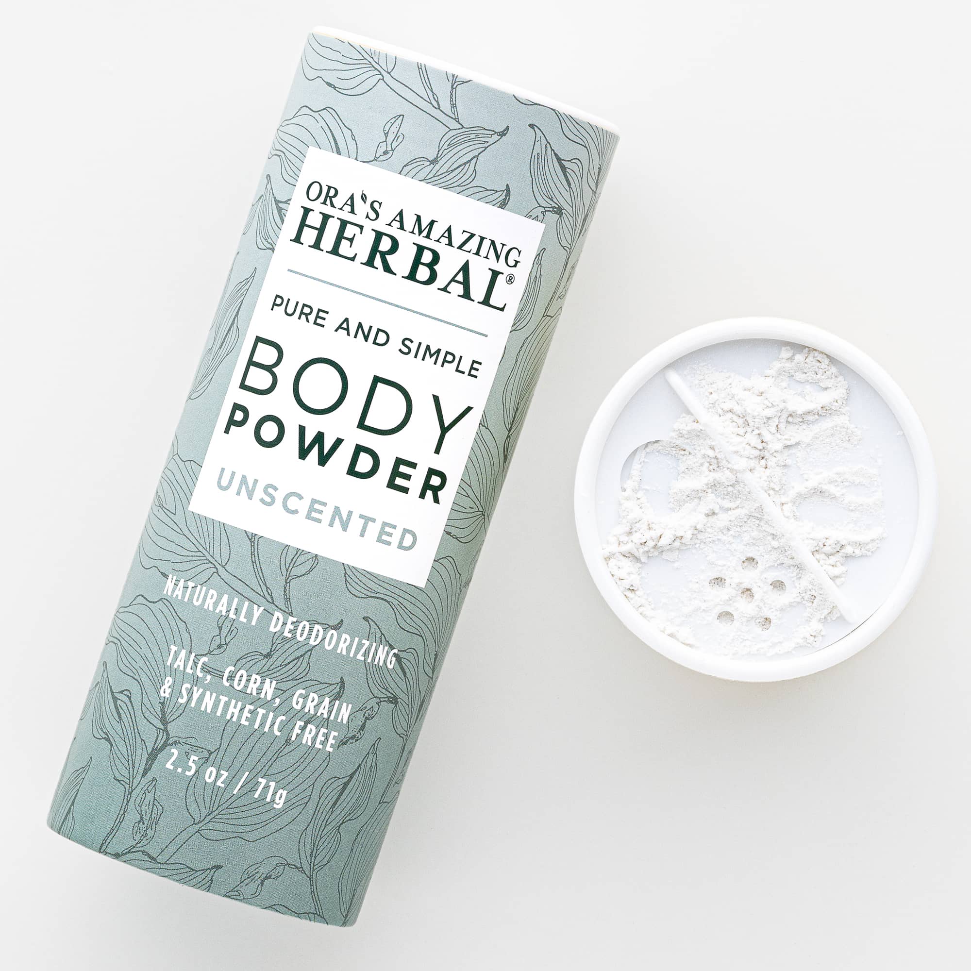 Ora's Amazing Herbal Talc Free Body Powder, Unscented