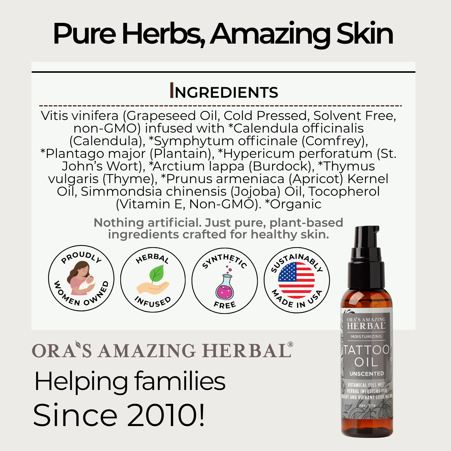 Oras Amazing Herbal Unscented Tattoo Oil, Fragrance Free Moisturizer For Tattoos, Heal New & Brighten Old, Soothe Itch, Moisturize, Men Women, Natural Oras Amazing Herbal Unscented Tattoo Oil, Fragrance Free Moisturizer For Tattoos, Heal New & Brighten Old, Soothe Itch, Moisturize, Men Women, Natural