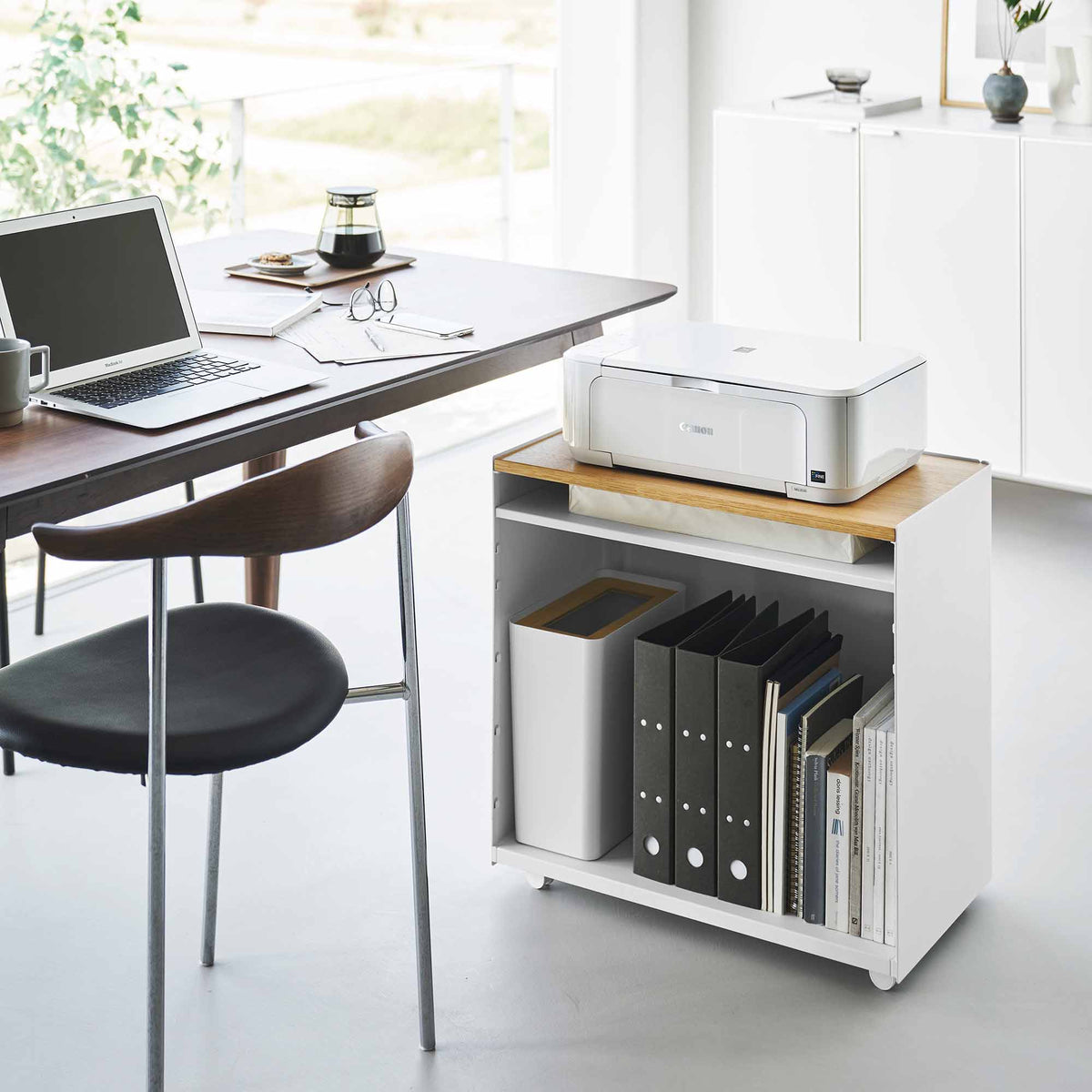 Yamazaki Home Mobile Hideaway Storage Cart (23" H) - Steel + Wood